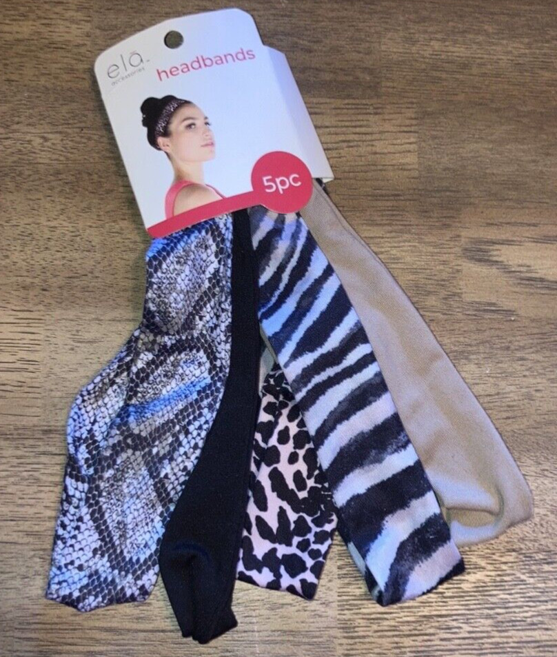 Women’s ELA Accessories 5 Pc Animal Print Headbands New