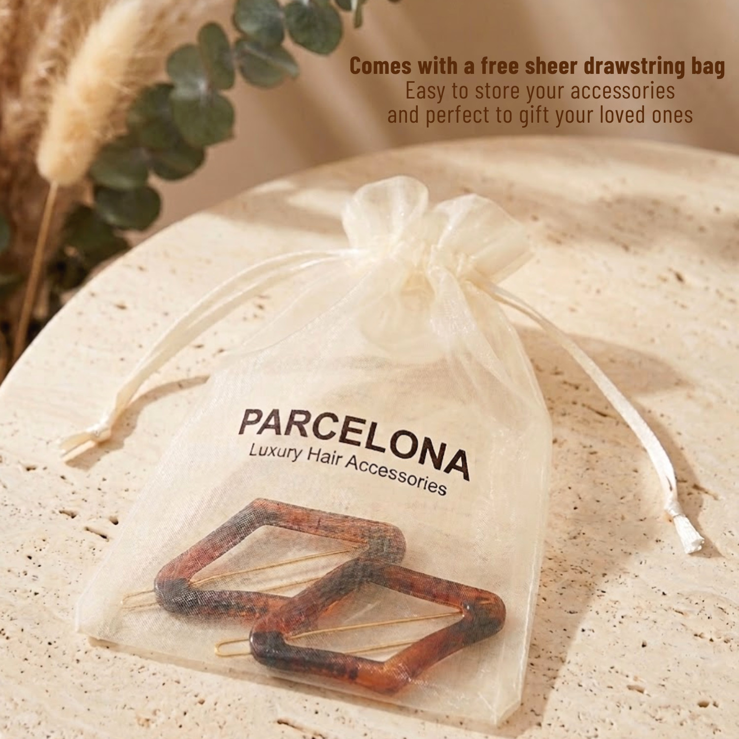 Parcelona Rhombus 2″ Small Tortoise Shell Hair Clip Tige Boule Barrette Womens