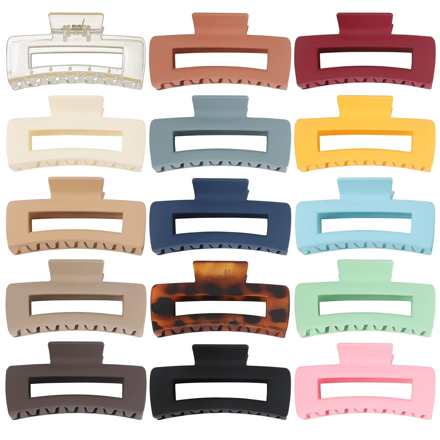 15 Pack Hair Claw Clips Big 4.1 Inch Rectangular for Women and Girls Non-slip…