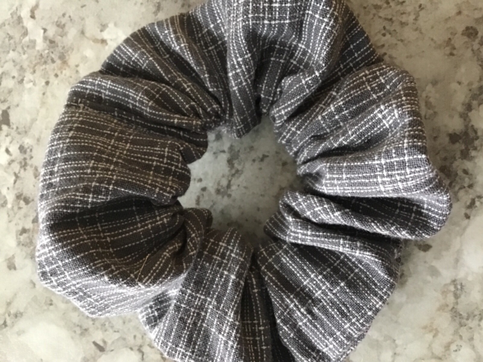 Grey Gray Plaid SCRUNCHIE Christmas HAIR ELASTIC Scrunchies stocking stuffer