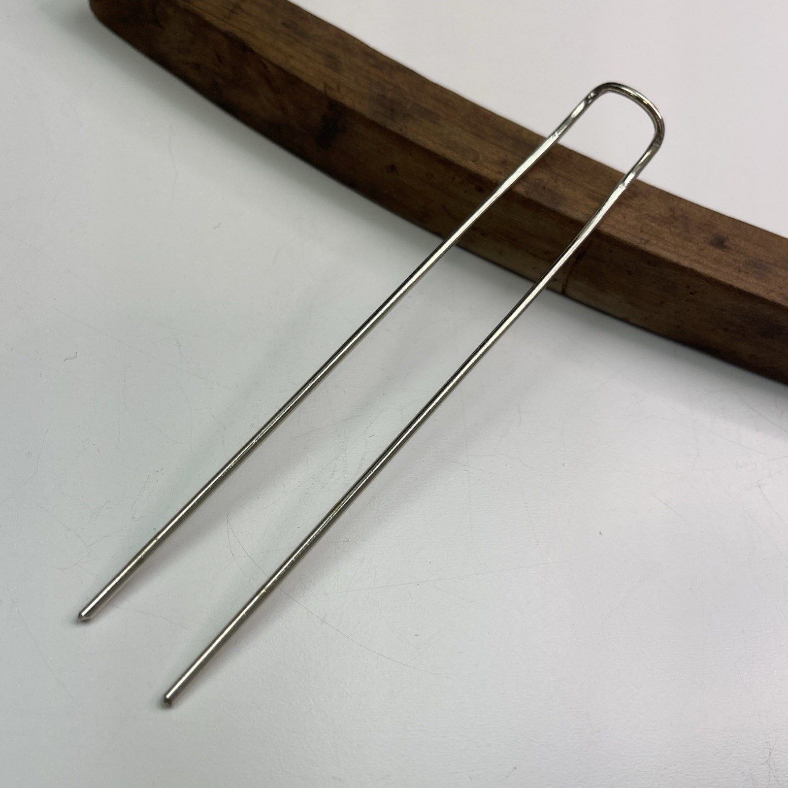 Long Metal Hair Stick, Minimalist Solid Nickel