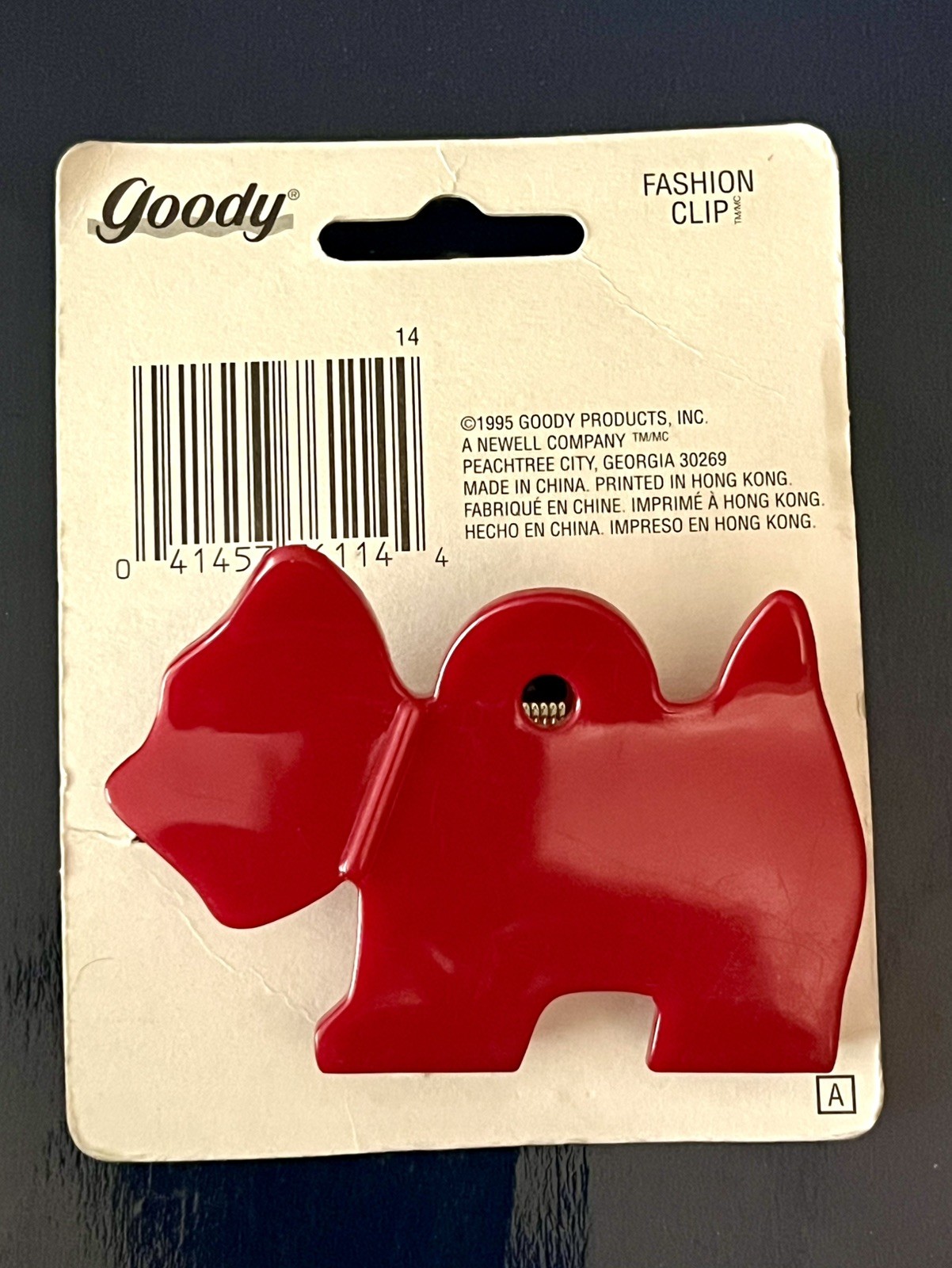 Vintage 90s Goody Fashion Hair Clip Red Dog Deadstock New Old Stock NOS NWT