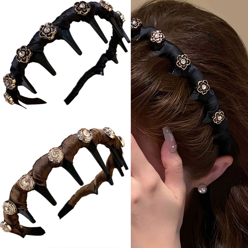 Crystal Hairband Hair Accessories Antislip Teeth Grip Hairhoop Casual Formal Use