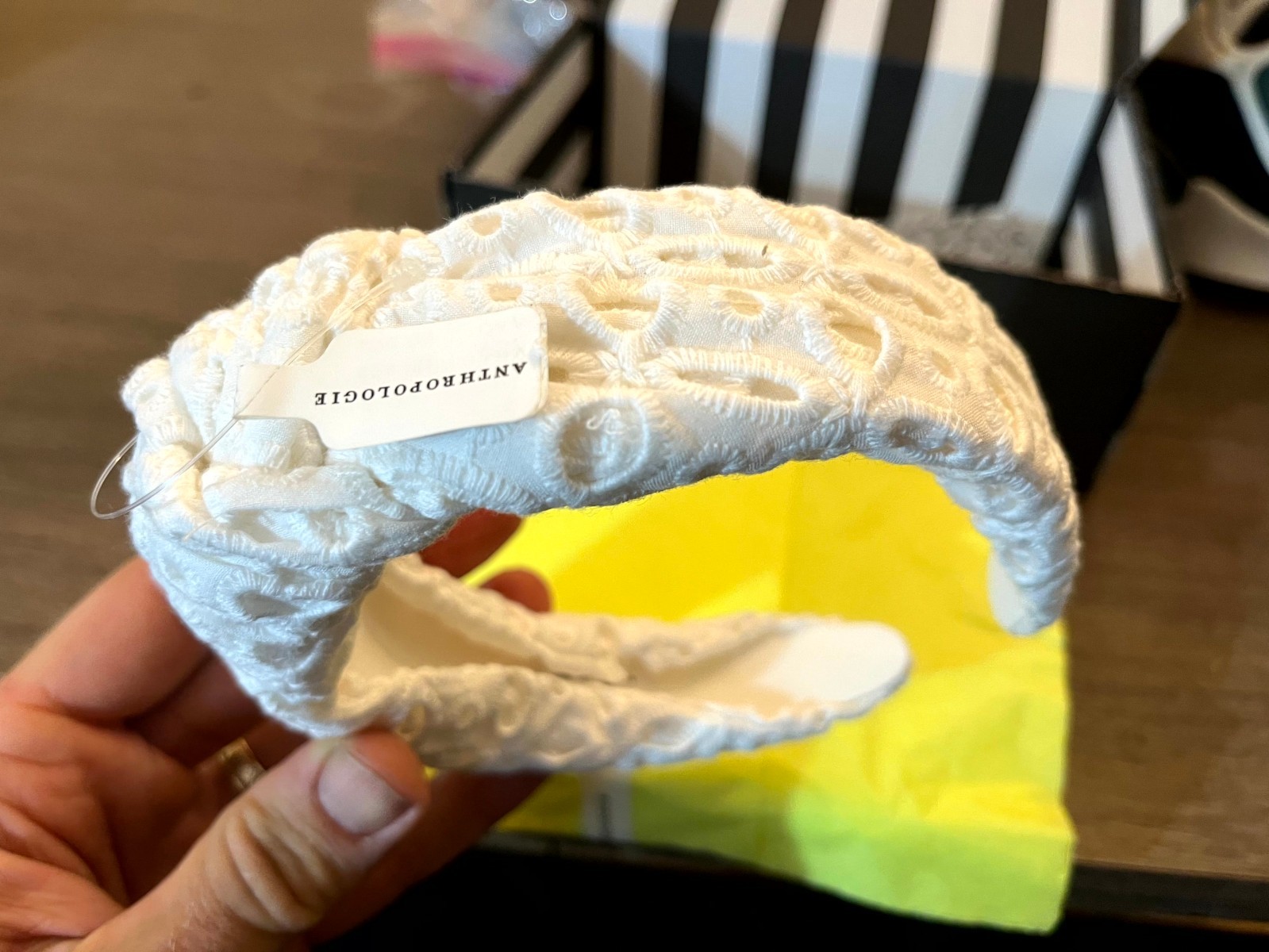 NWT Anthropologie Skin Eyelet Lace Embroidery Knotted Headband Floral Cutout