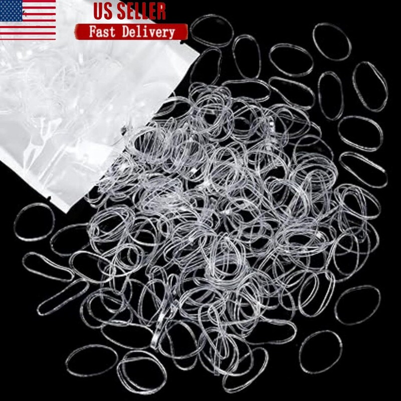 Clear Hair Elastics Disposable Rubber Bands Stretchy Soft Hair Ties 300pcs New
