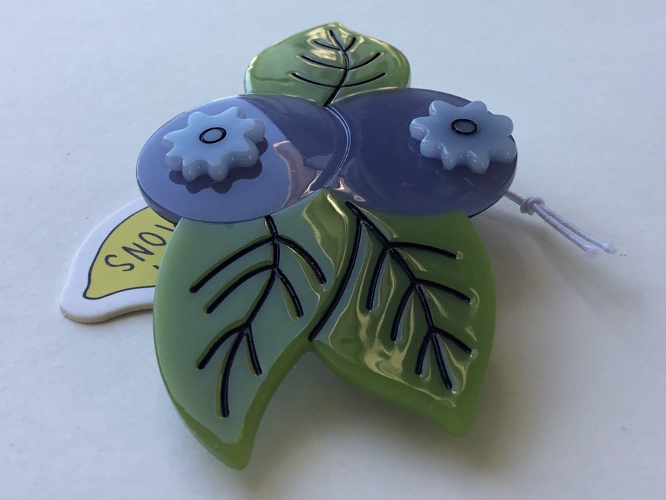 NWT Designer Jenny Lemons Acrylic Blueberry Hair Accessory Barrette Signed