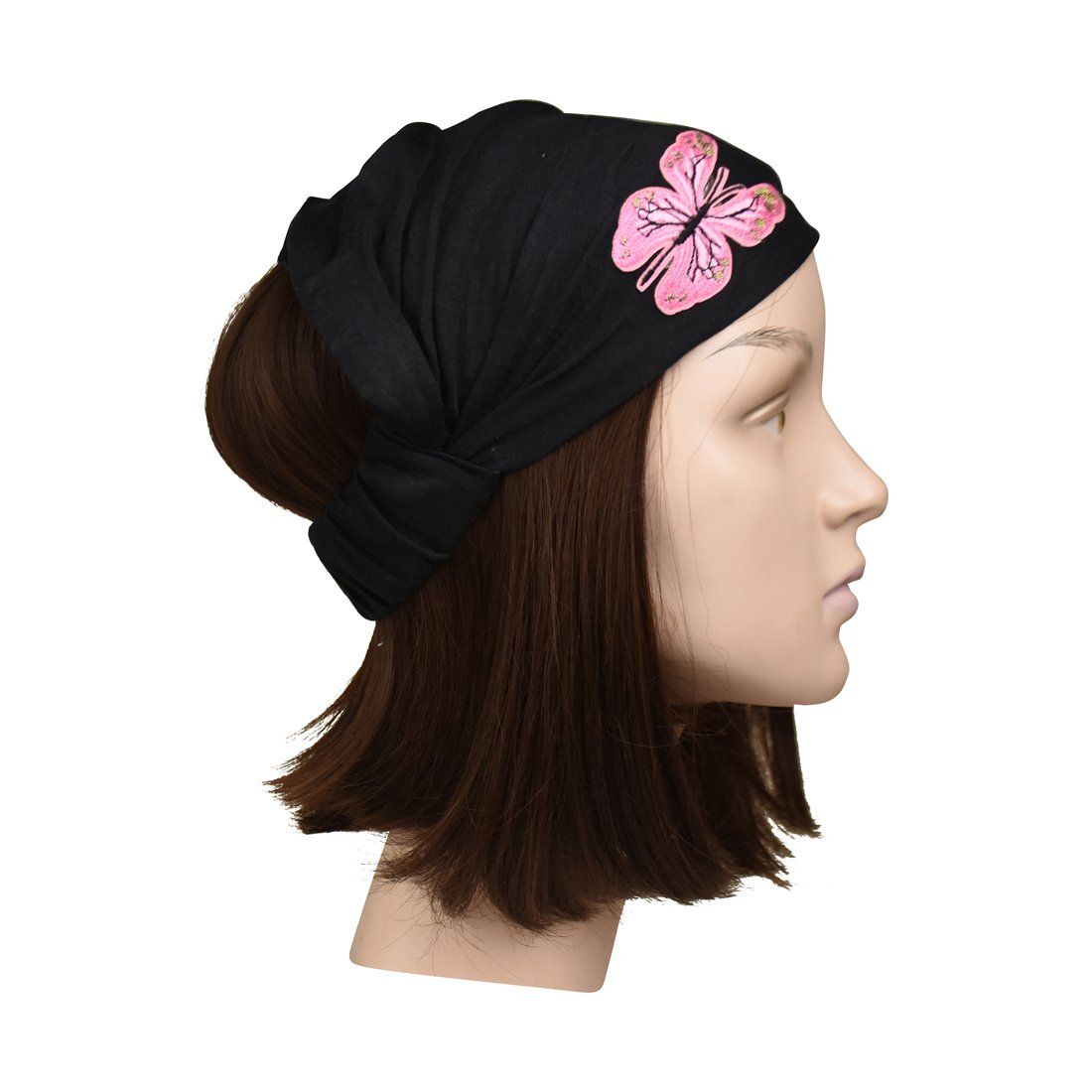 Motique Accessories Soft Wide Headband with Pink Butterfly for Women