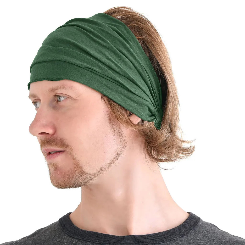 Unisex Headband Wide Turban Stretch Sweatband For Men Women Solid Color.