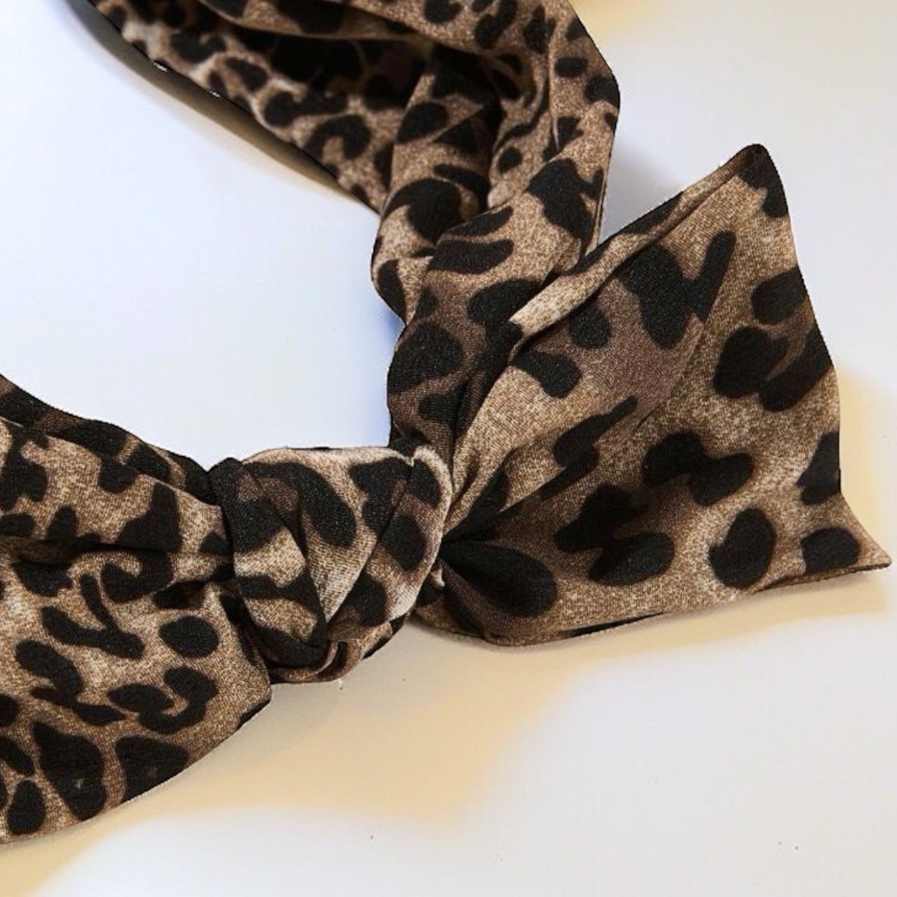 Leopard Print Bow Headband Padded Animal Print Hair Accessory Brown Black