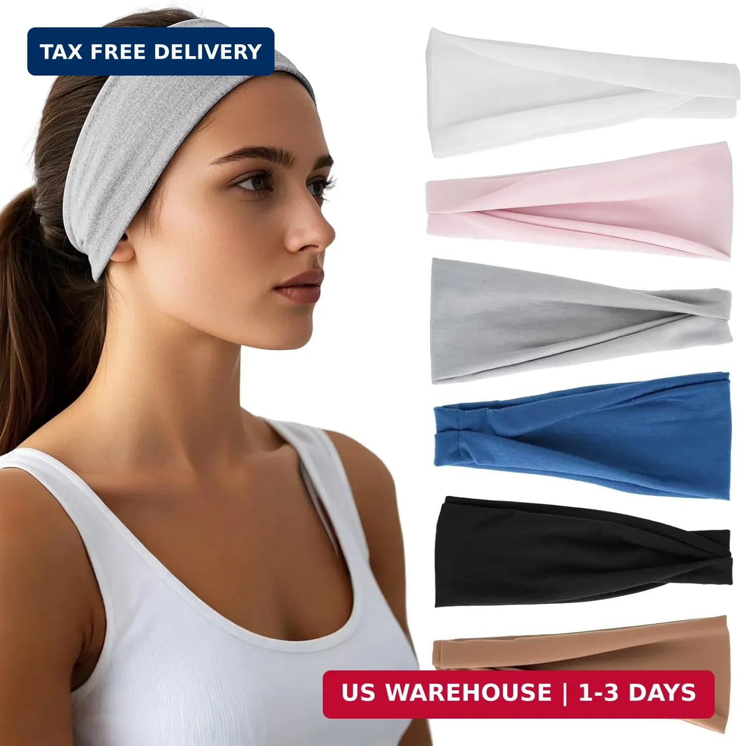 Headbands for Women – 6 Pack Wide Elastic Hair Bands | Stretchy Sweatbands Hair