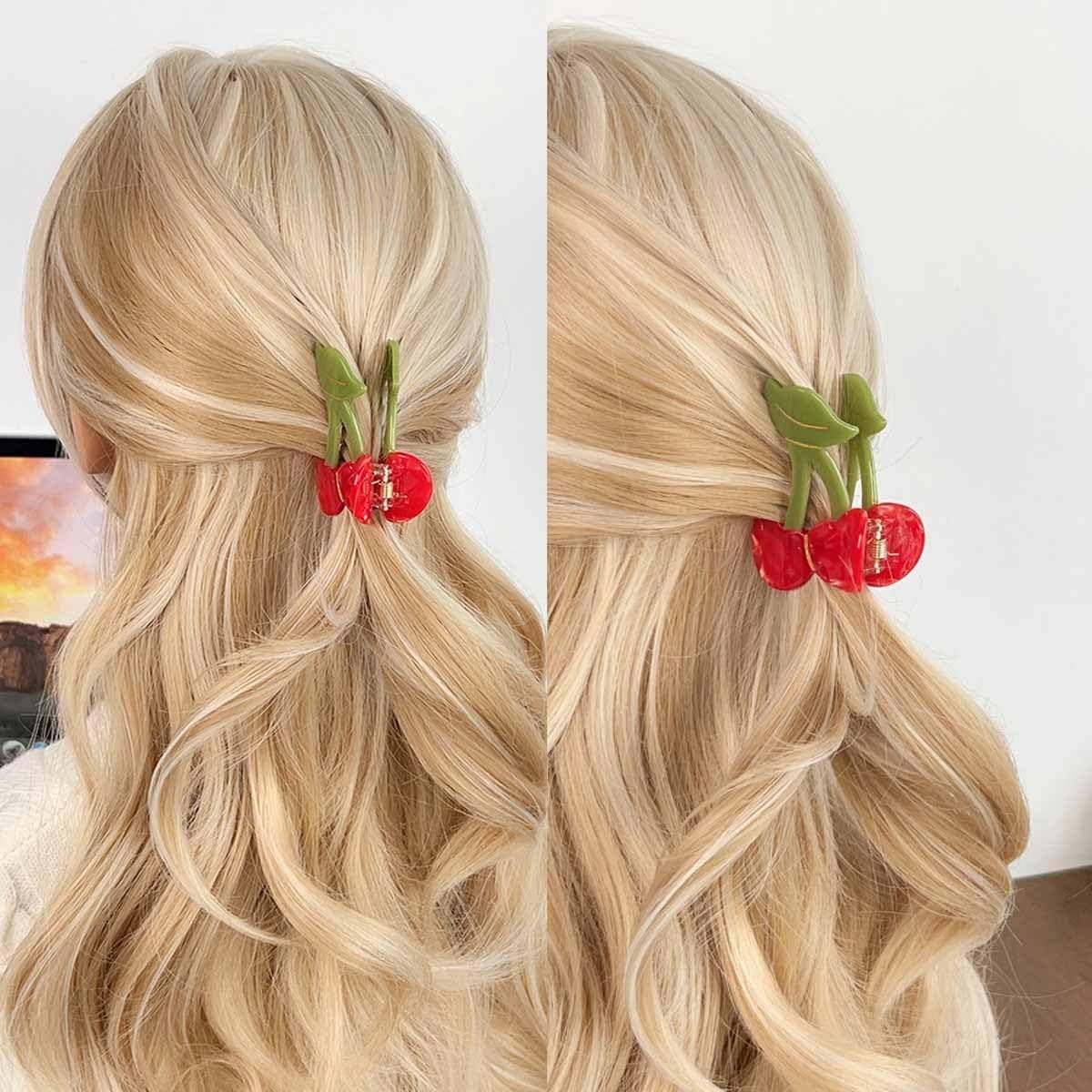 KuuGuu 2 PCS Cherry Hair Claw Clips Cute 2 Count (Pack of 1), Red