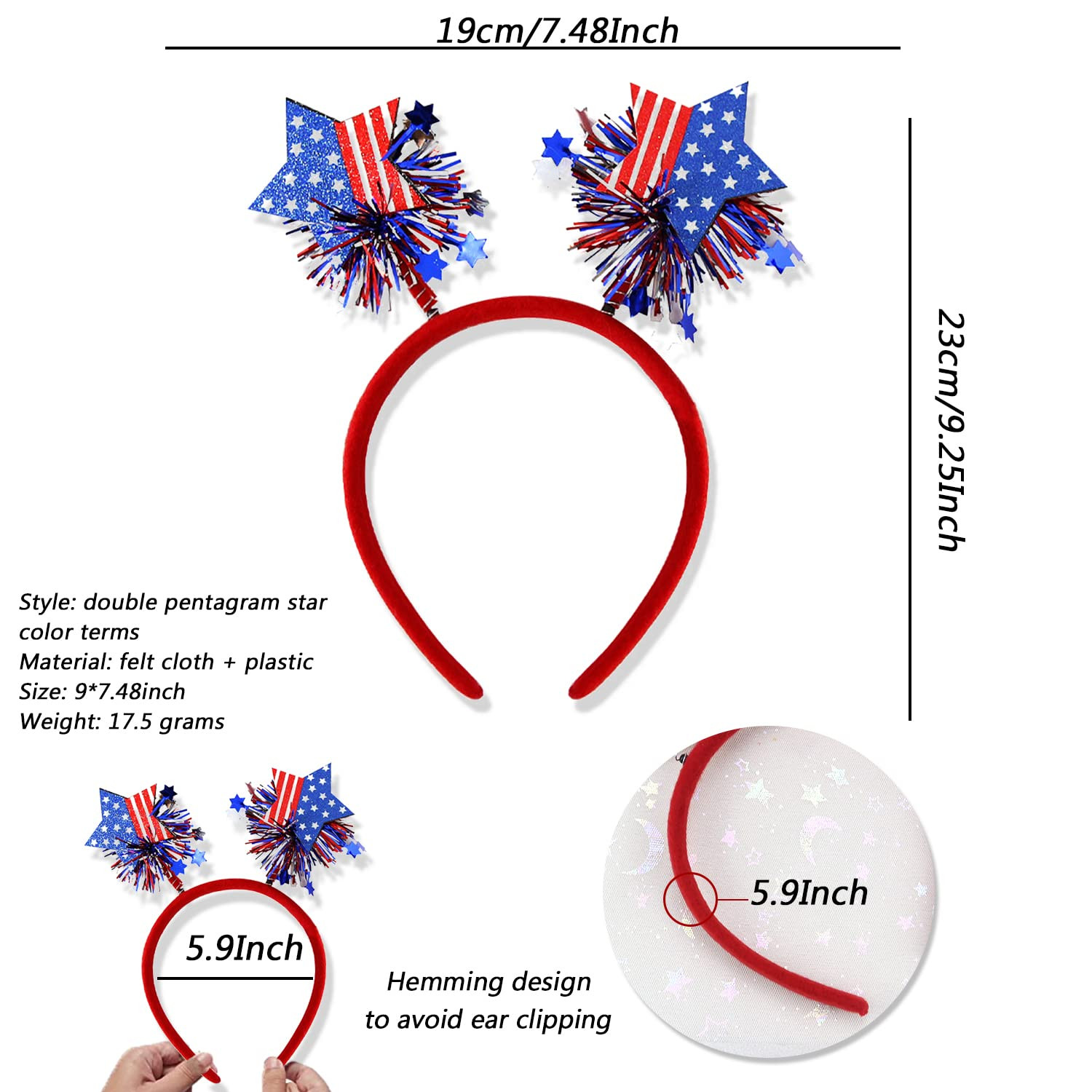 4Th Of July Headband Independence Day Accessories Patriotic Party Hair Supplies
