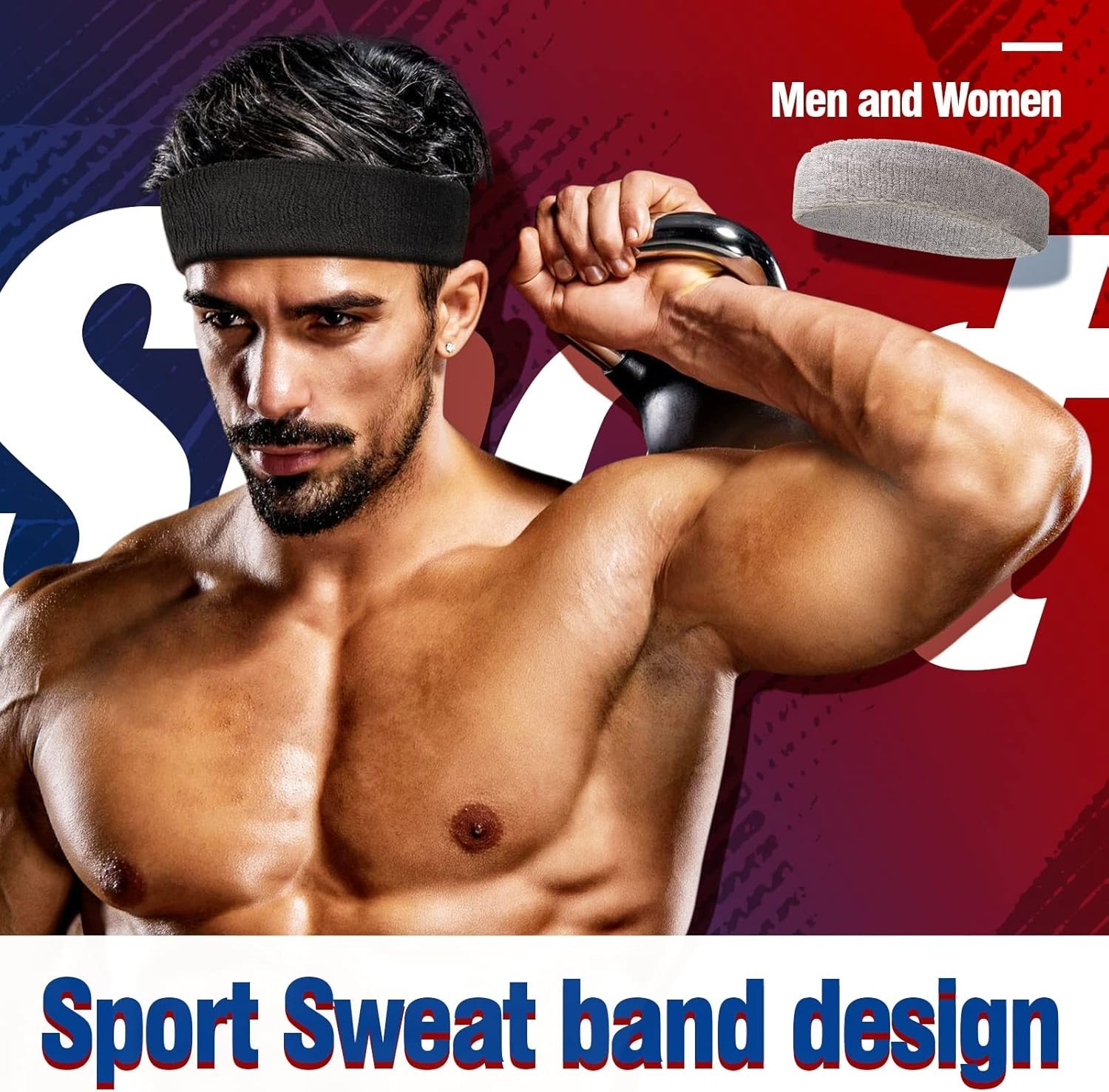 6pack Sports Headband Yoga Gym Sweatband Women Men Hair Bands Same Day Shipping