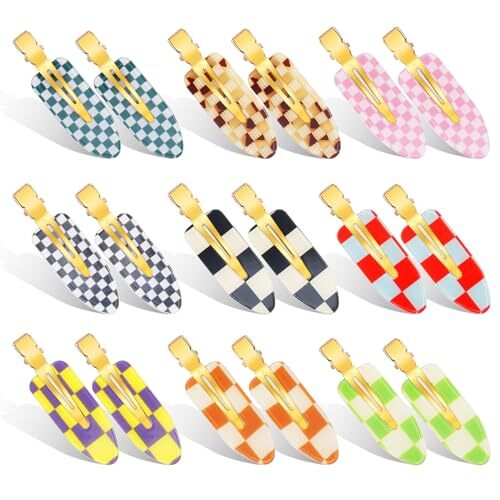 18PCS No Bend Hair Clips, Checkerboard No Crease Curl Pins, Acrylic Type-18PCS