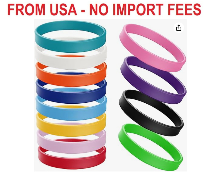 ZIQON 12 Pcs Solid Color Silicone Wristbands Blank Stretch Silicone Wristbands C
