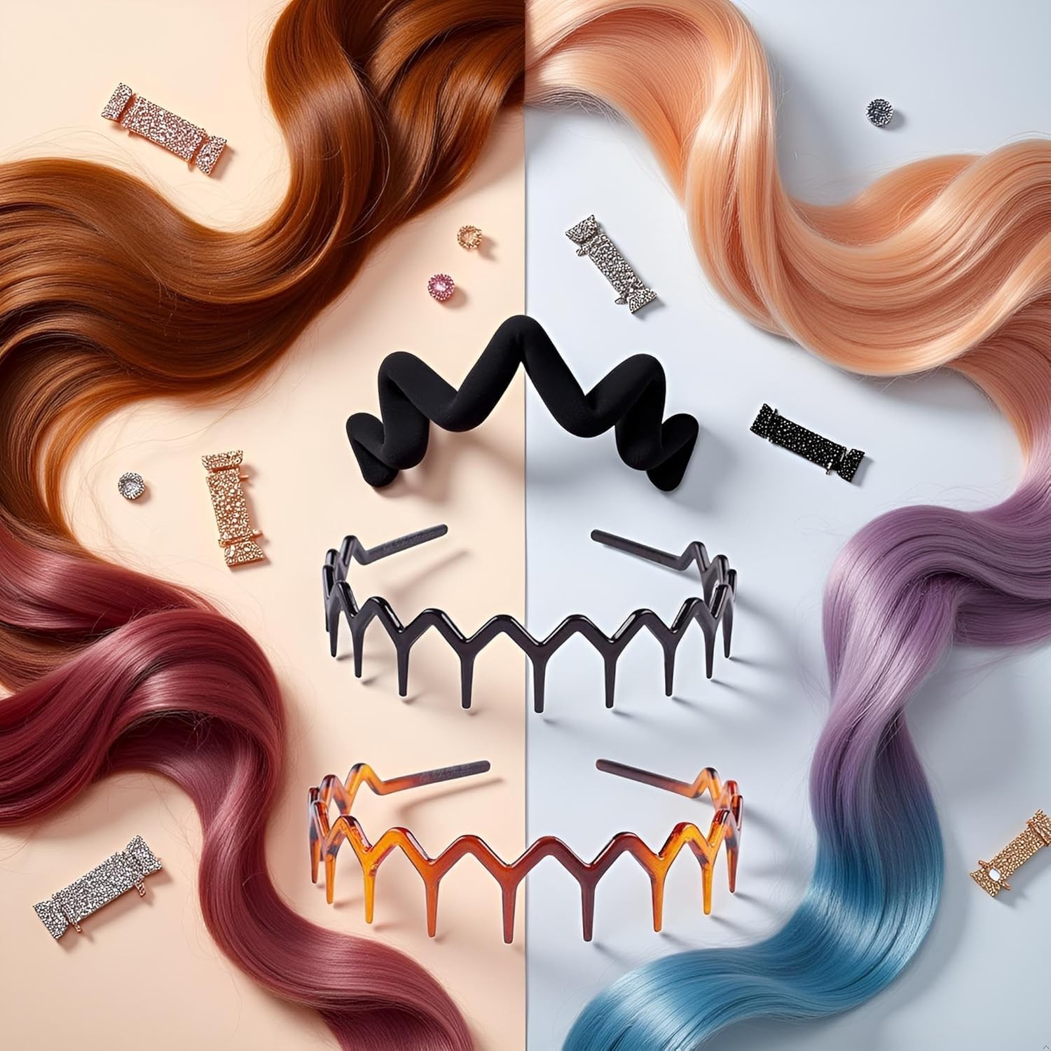 3 Pcs Zig Zag Headbands Hair Comb Headband Wavy Shape Headband for Women Men