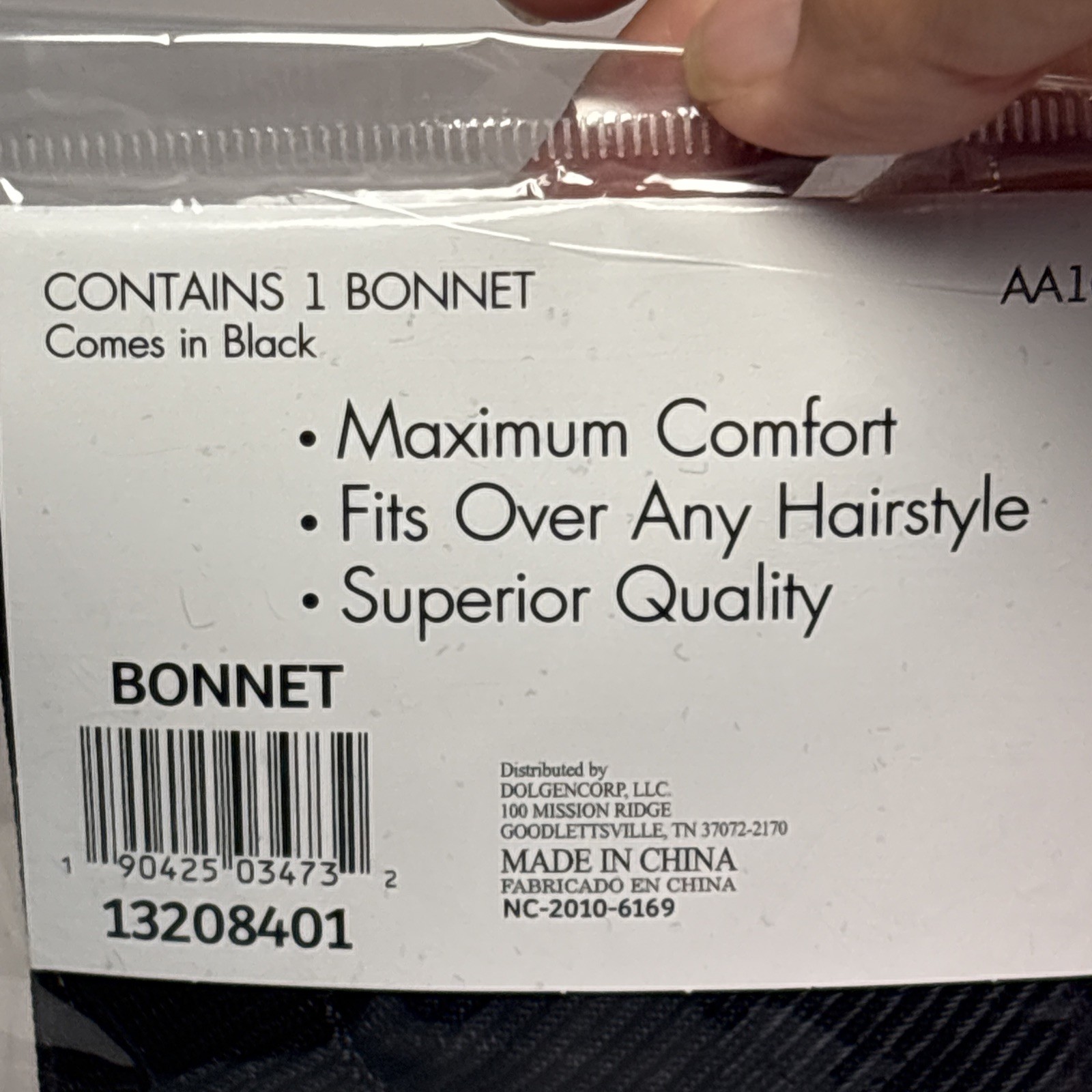 New Belle Black Bonnet 1pc Max Comfort Fits Over Any Hairstyle Superior Quality