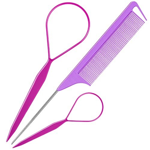Topsy Tail Hair Tool Set 2 Sizes Loop Durable Plastic French Braid Styling Comb