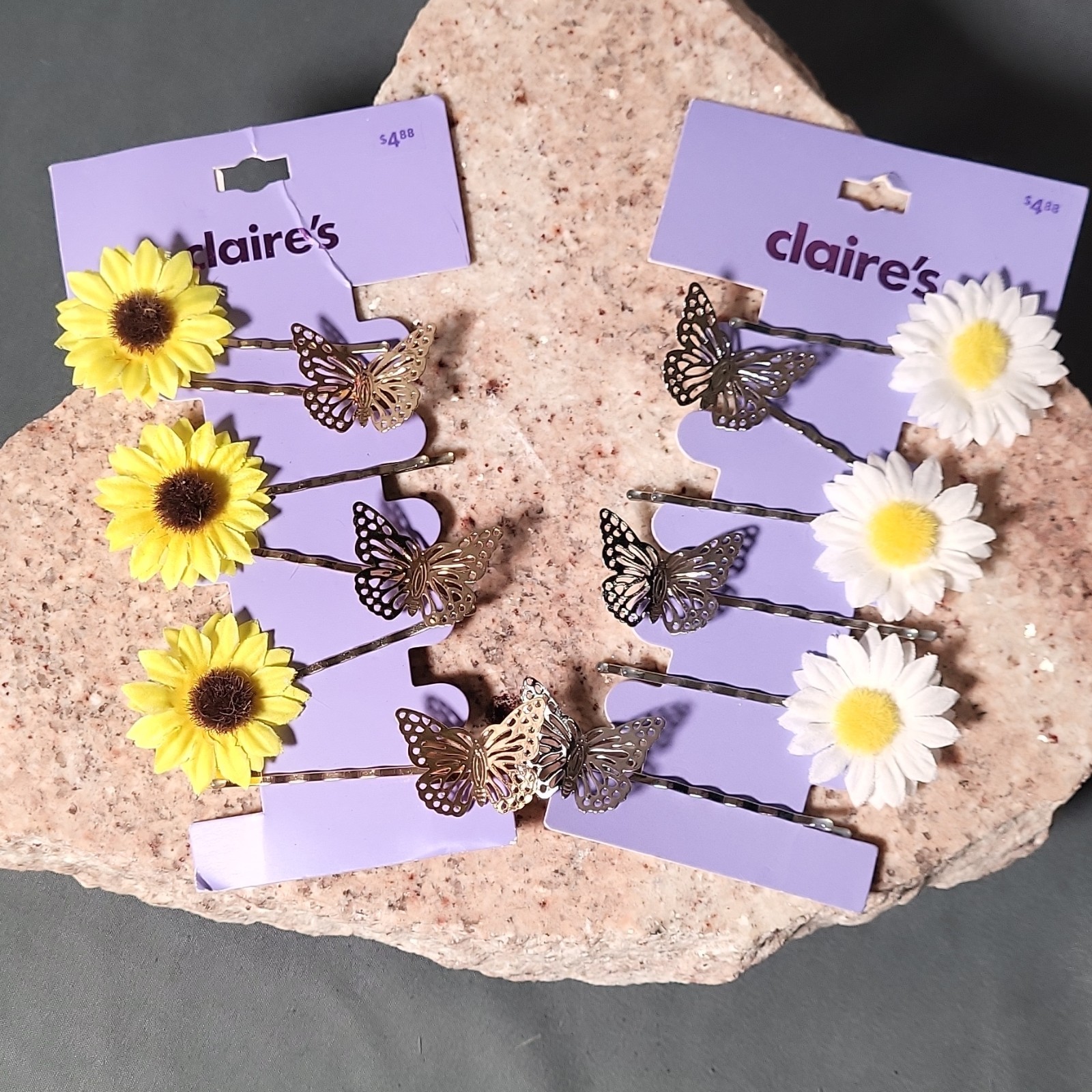 Y2K ERA! – Claire’s Flower & Butterfly Hair Pins Lot – Set of 2 (Two) Packs