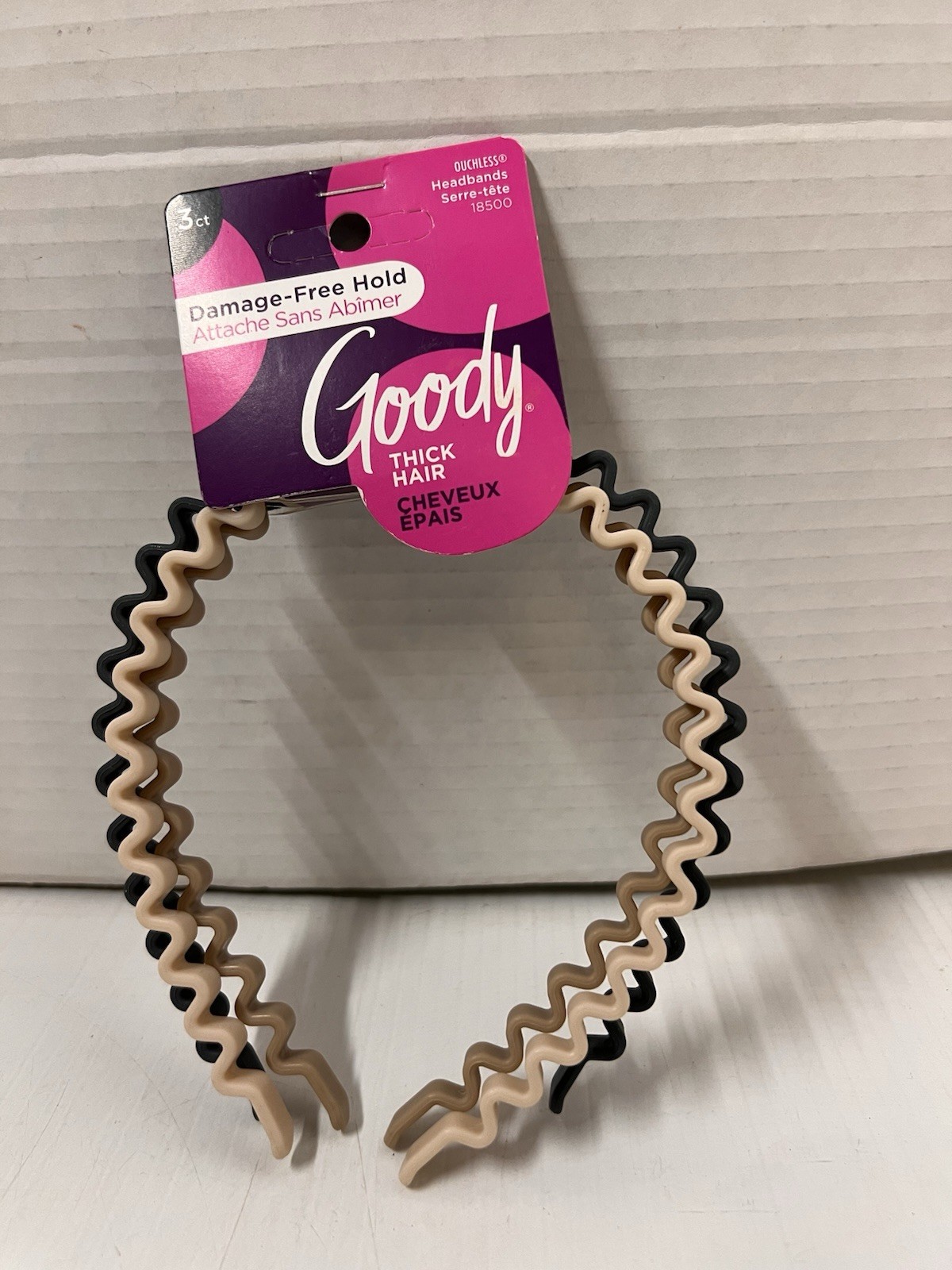 Goody Ouchless Zigzag Headbands – Made for Thick Hair 3 Count Each