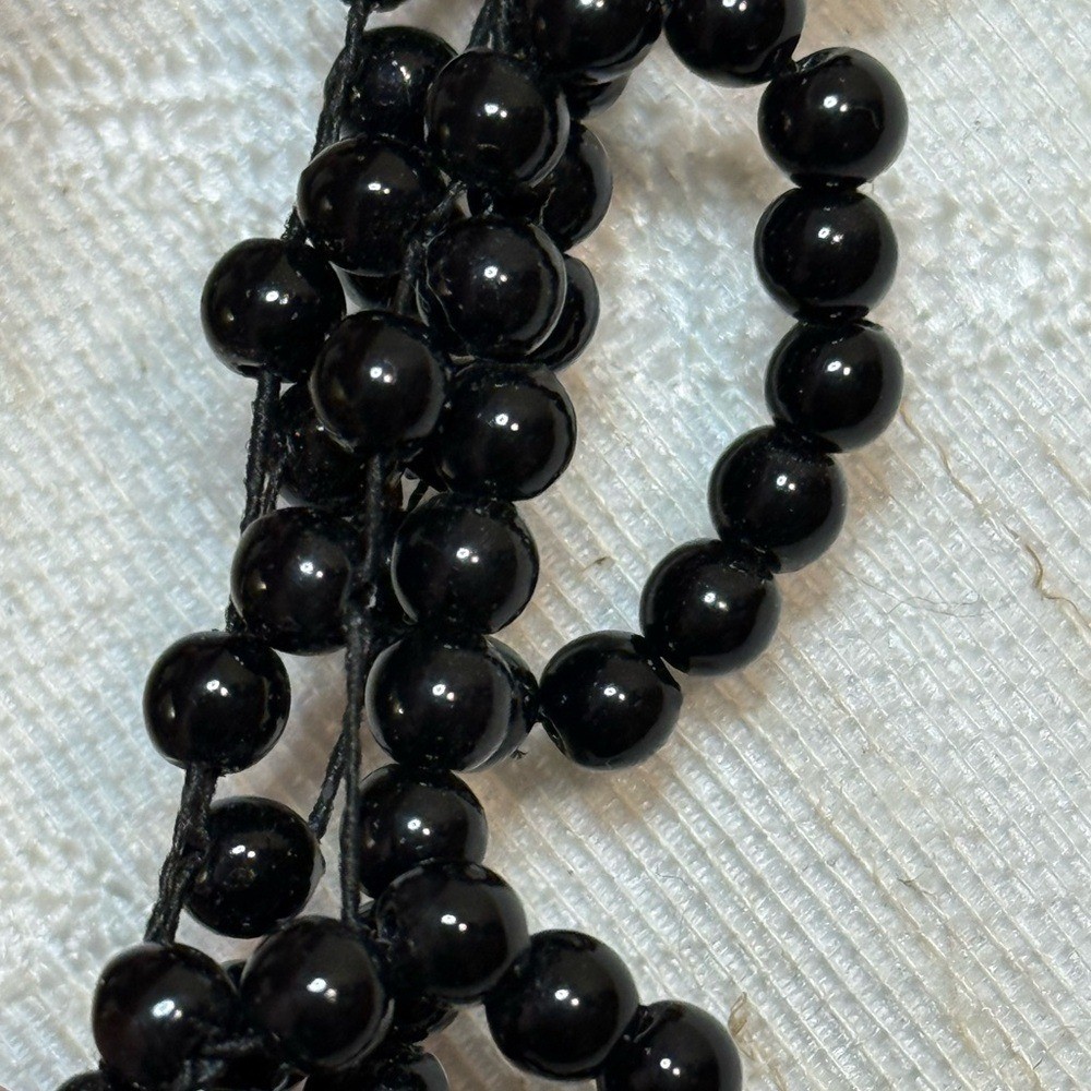 LELET NY Designer Hair Set: 3pc Black Beaded & Hand-Knotted Luxury Scrunchies