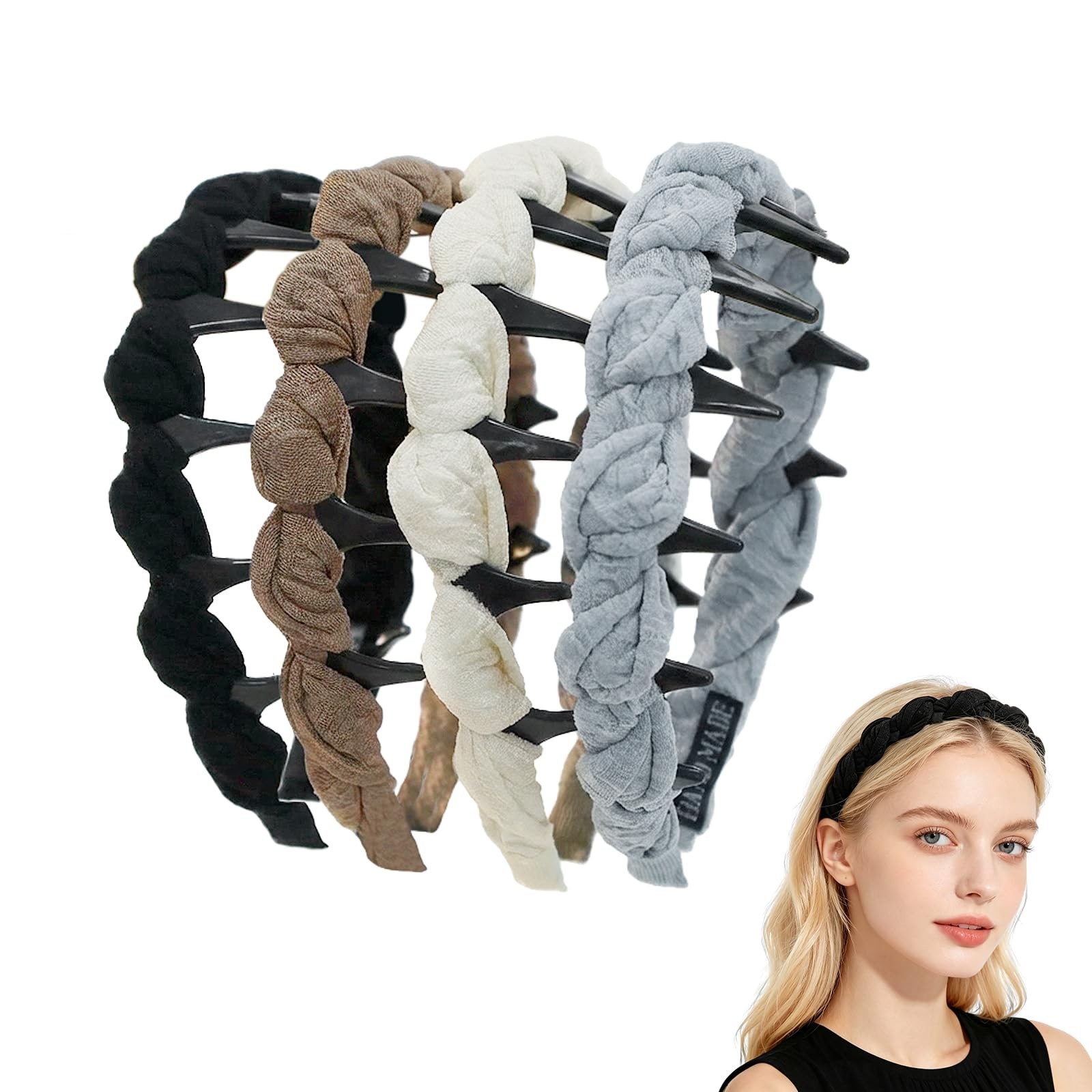4Pcs Non-Slip Zig Zag Headbands, Stylish Slick-Back Hair Accessories for Women