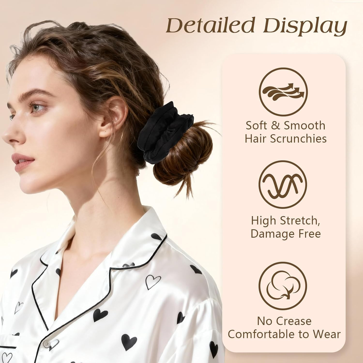 6 Pcs Large Satin Hair Scrunchies for Women, Soft Pillow Satin Scrunchies, Sleep