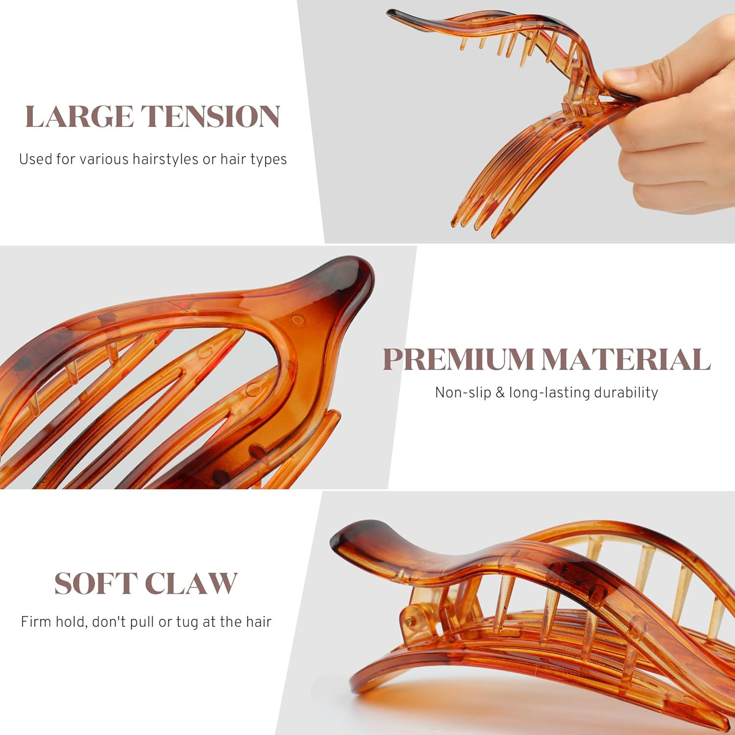 Flat Hair Clips for Women, 8 Pack French Concord Claw Clips for Thick Thin Curly