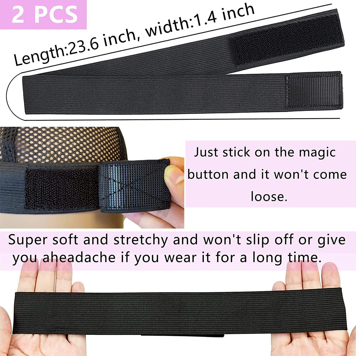 2 Pcs Wig Band for Melting Lace Band Elastic Bands for Wig Edge Lace Frontal Mel