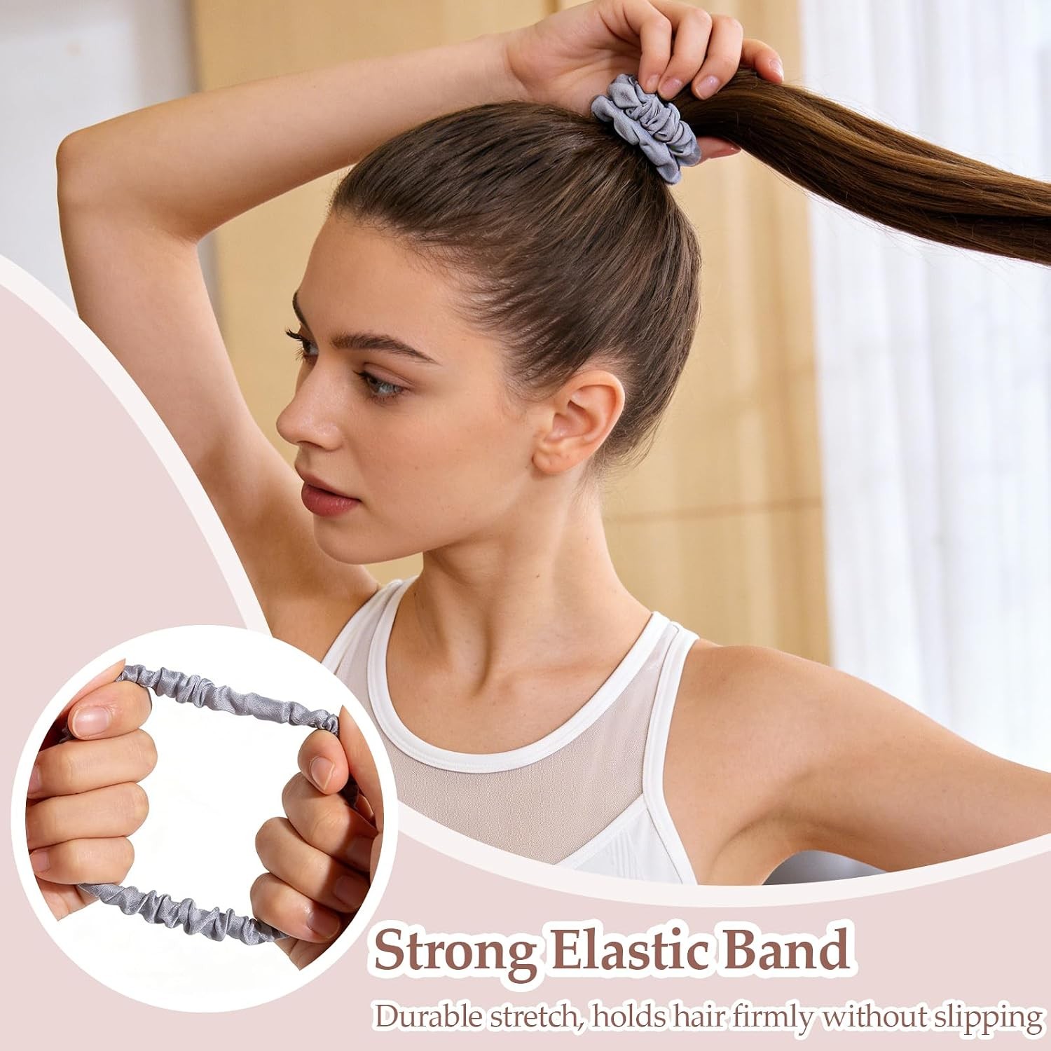 12 Pcs Silk Scrunchies, No Damage Hair Ties for Thin Thick Curly Hair