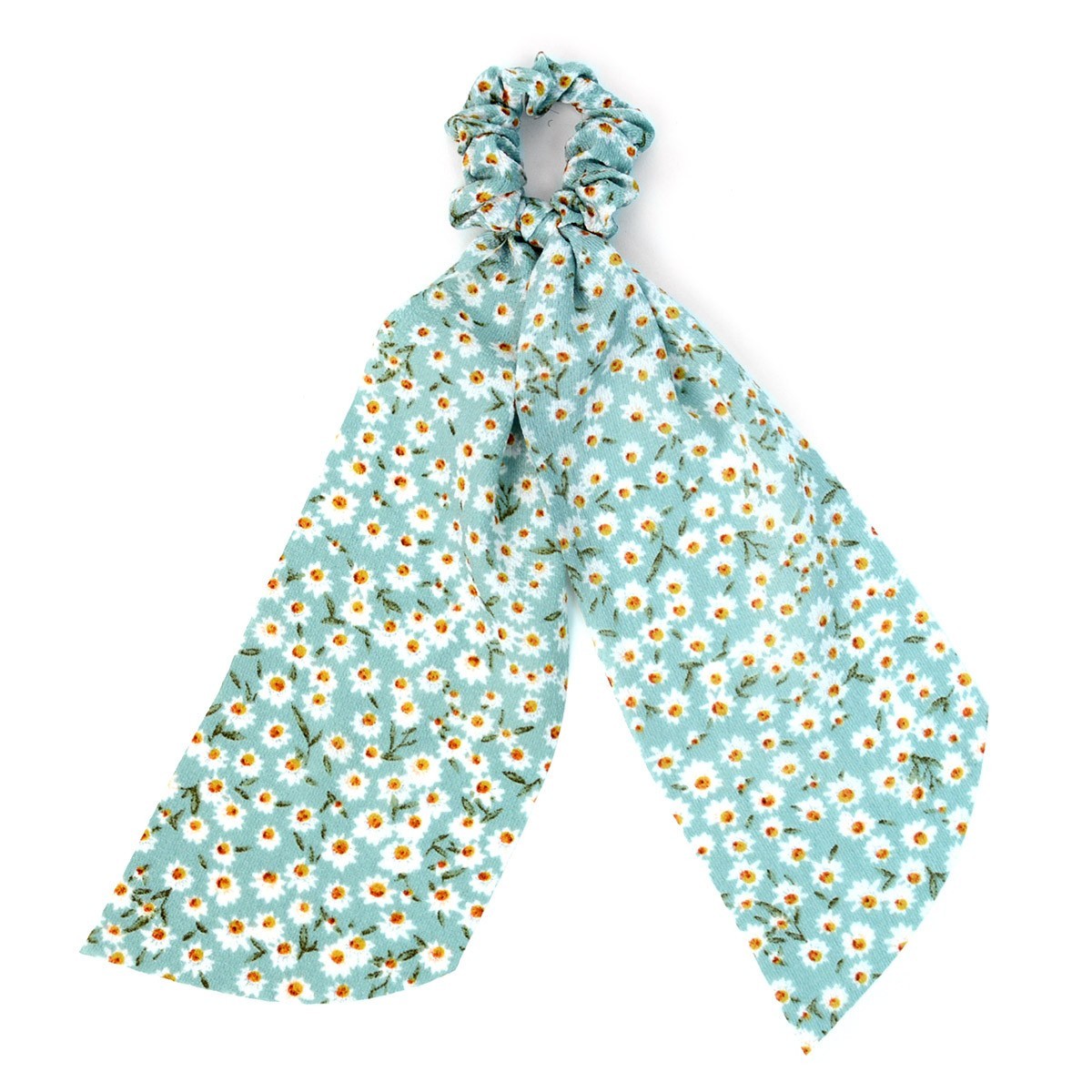 Nollia 4 Sets of Floral Scrunchies With Matching Hair Ties, Thin Airy Fabric