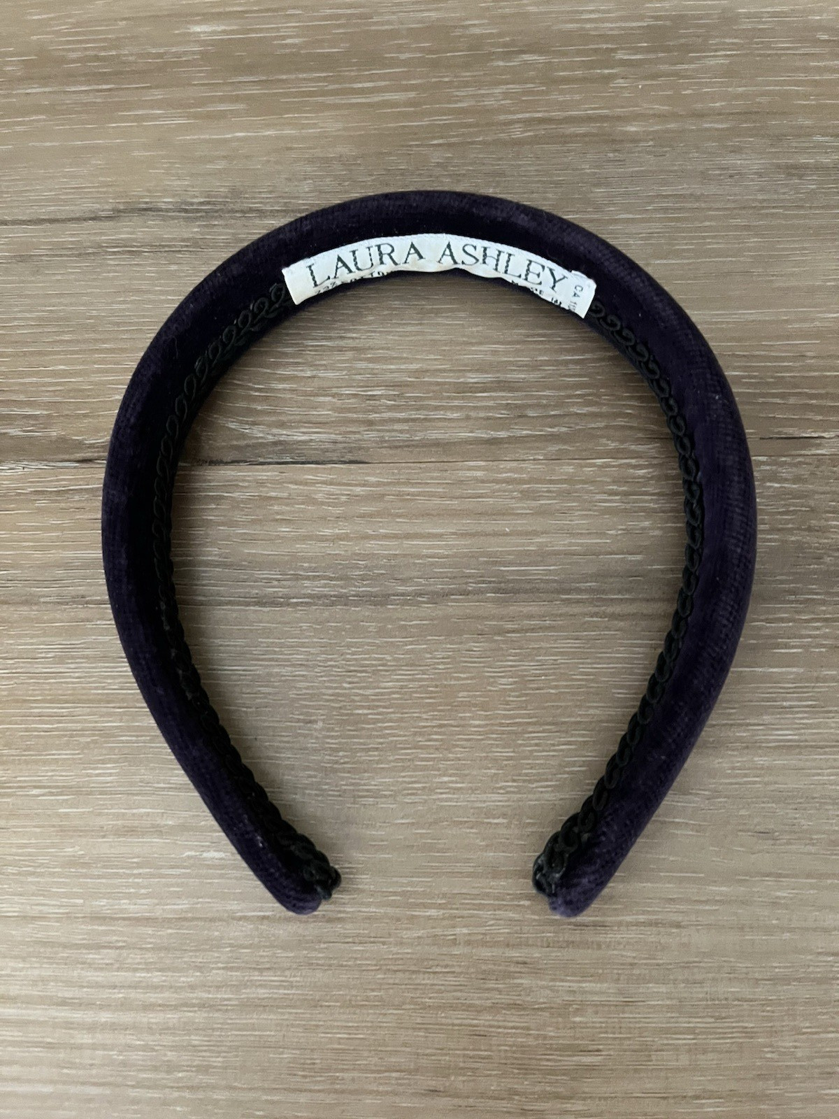 Vintage Laura Ashley Headband Dark Purple Cotton Blend Velvet