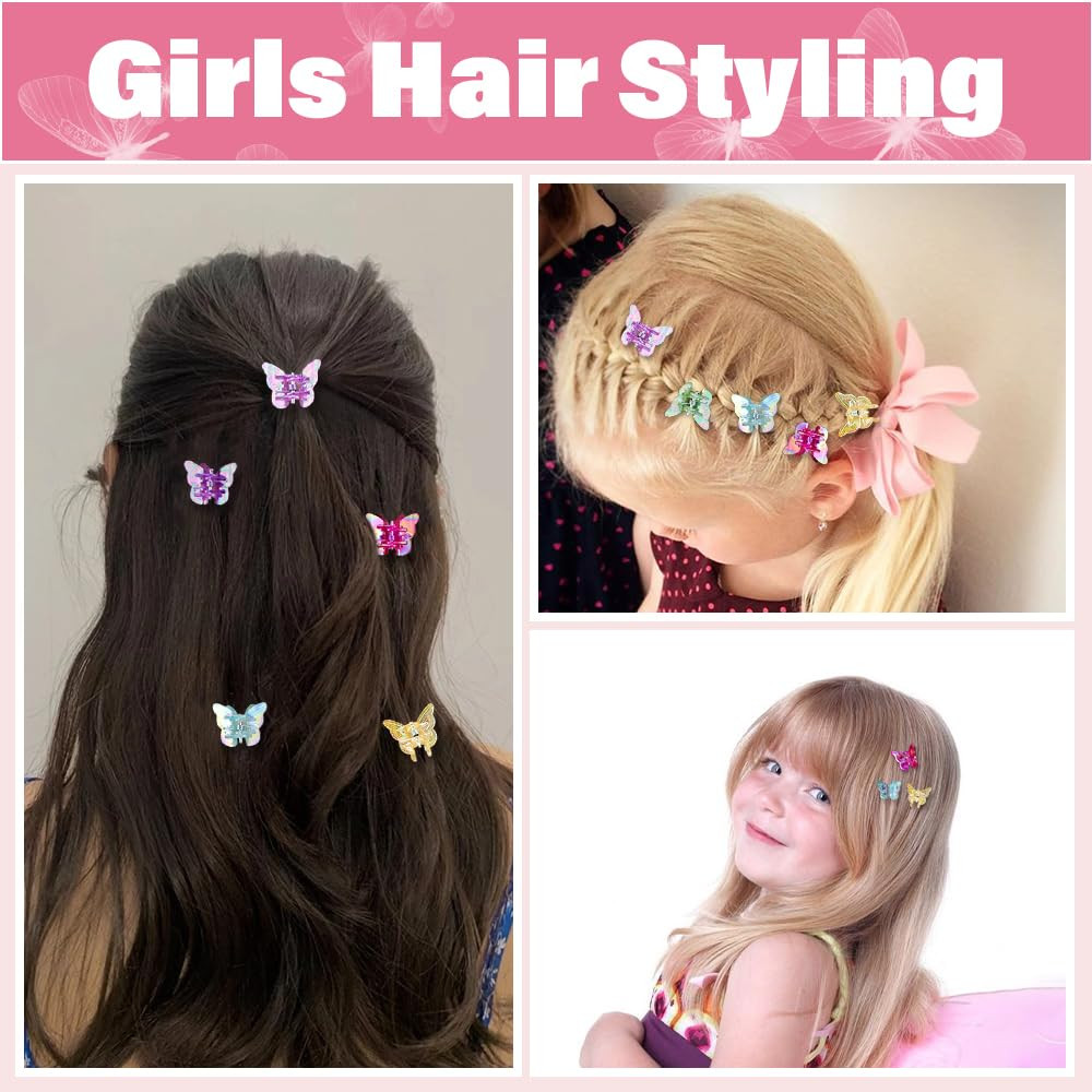 60PCS Mini Butterfly Hair Clips for Hair with Box Glitter 90s Y2k Hair Accessori
