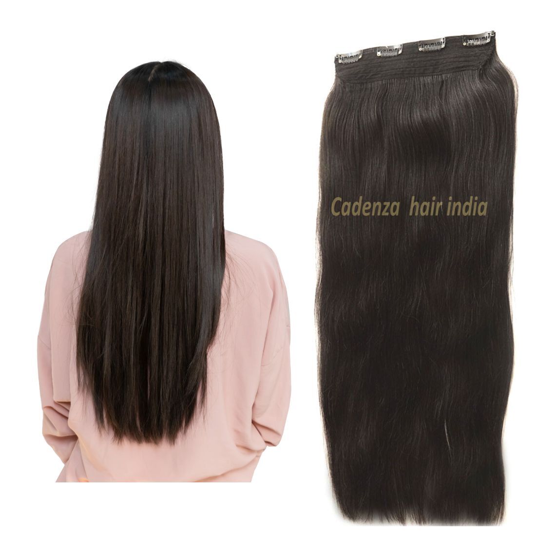 100% Real Human Hair Halo Volumizer Hair Extension 16in Natural Black Hair 50gm