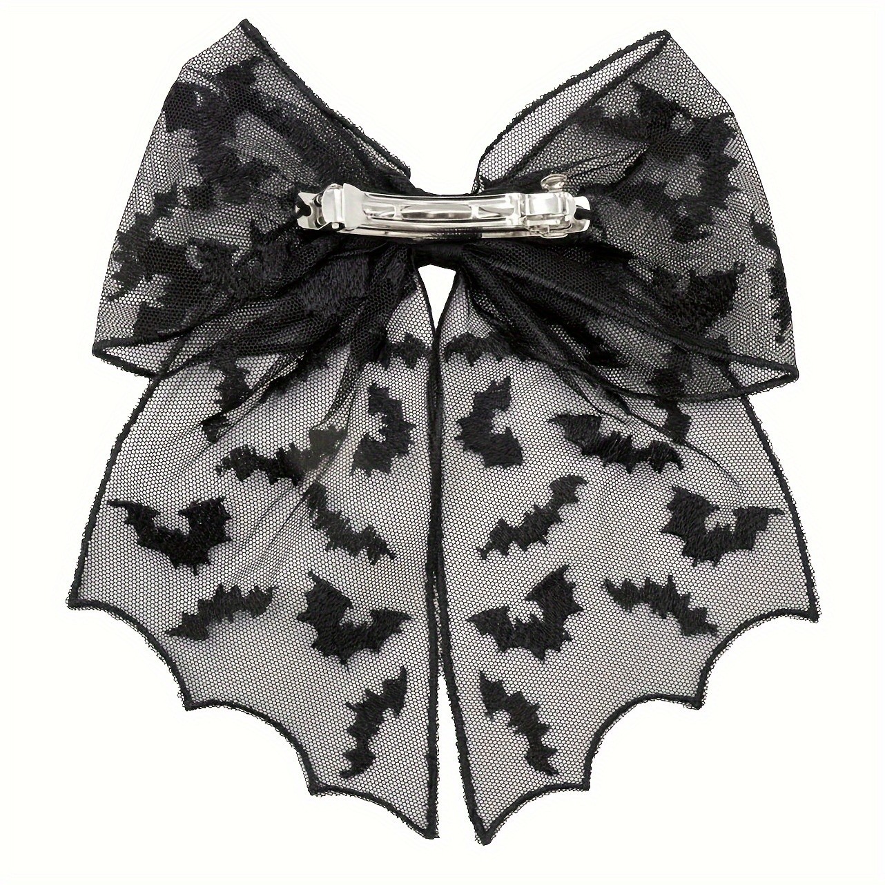 1p Halloween Black Bat Lace Bow Hair Clip Gothic Punk Accessory Gift for Women