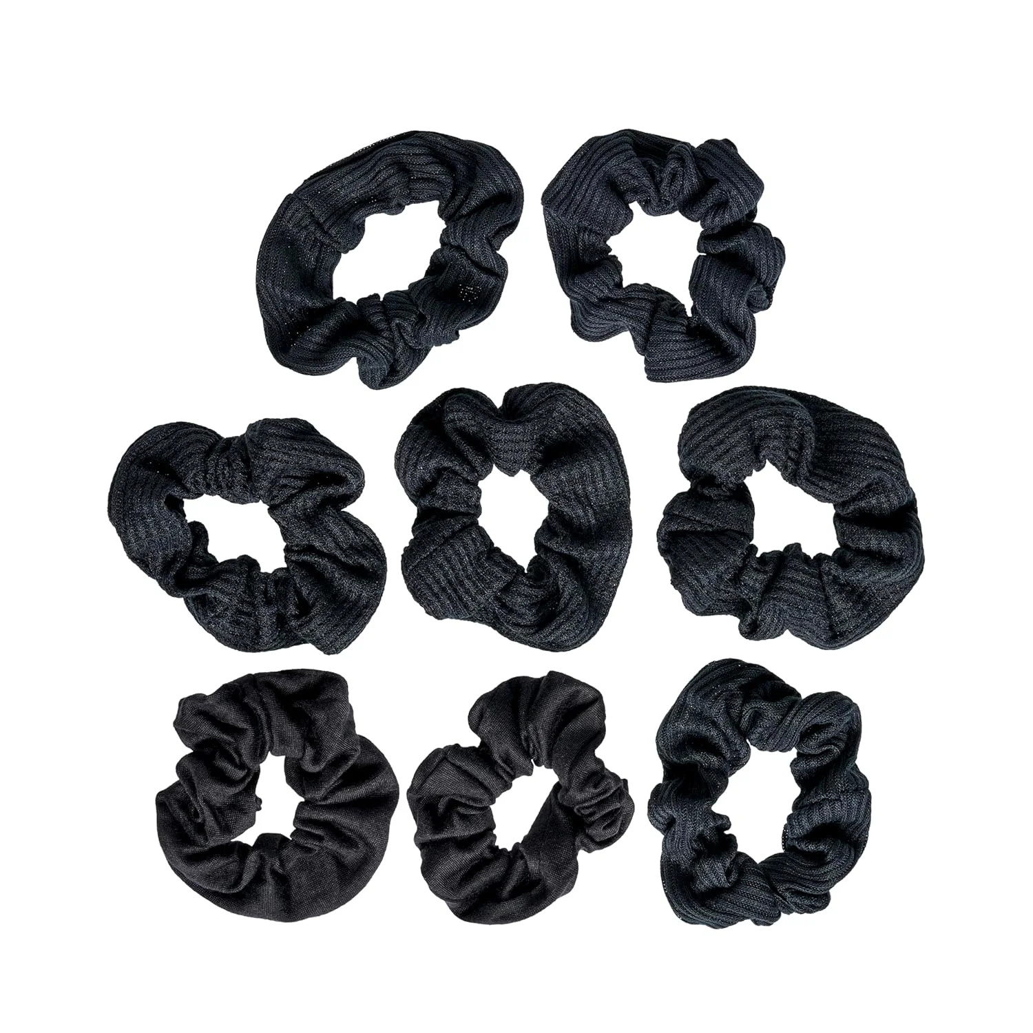 Goody Ouchless Jersey Scrunchies, 8 Ct, Black, Damage-Free, Dentless & Secure Ho