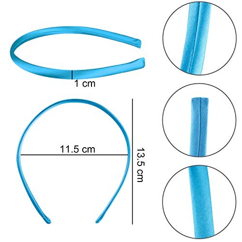 50 Pieces Satin Headbands 1 Centimeter DIY 50 Count (Pack of 1) Multicolored