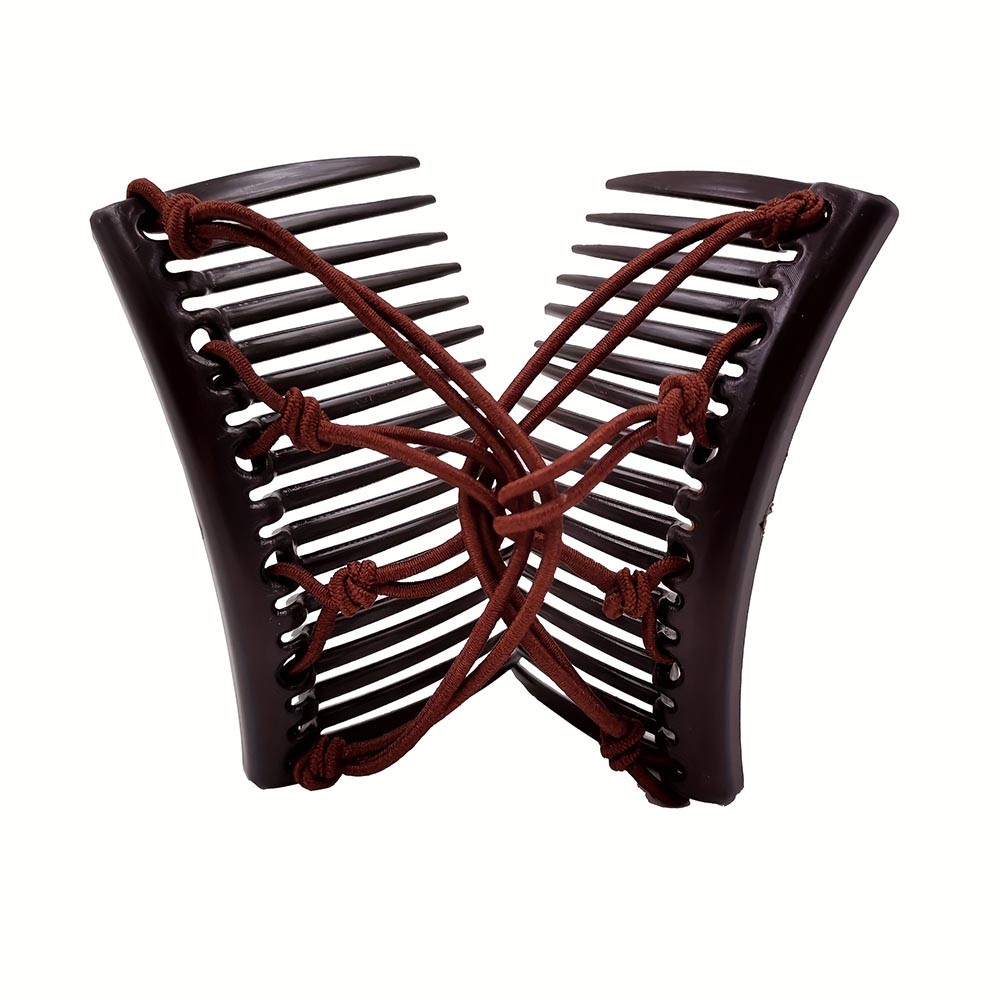 Stretchable Secure-Grip Comfortable 6-Piece Adjustable Elastic Double Hair Combs