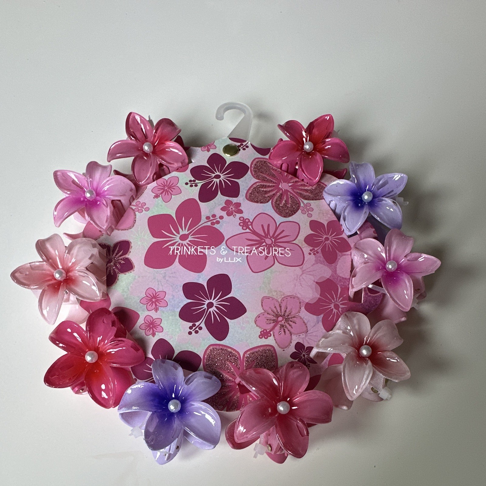 Trinkets & Treasures by LUX Women’s Floral Flower Hair Clip Set Pink Purple