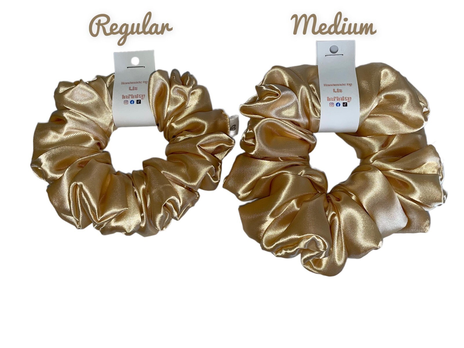 (Regular) 3pcs Women Golden Scrunchies Silk Satin Elastic Hair Band Ties