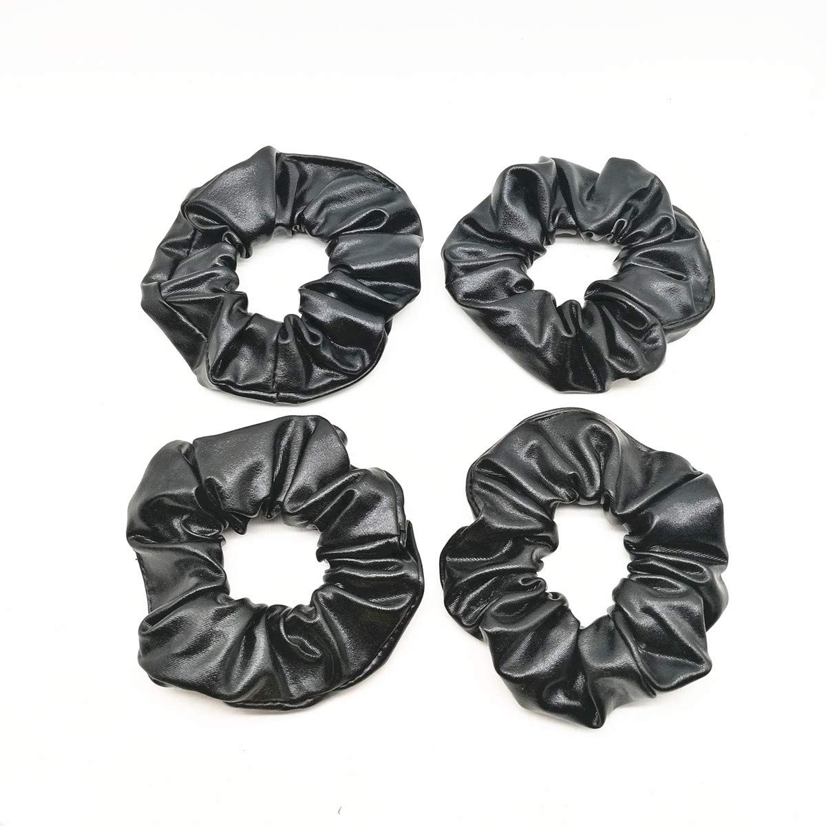 4 Pack Leather Scrunchies Soft Hair Ties Rubber Bands No Damage for Women Girls