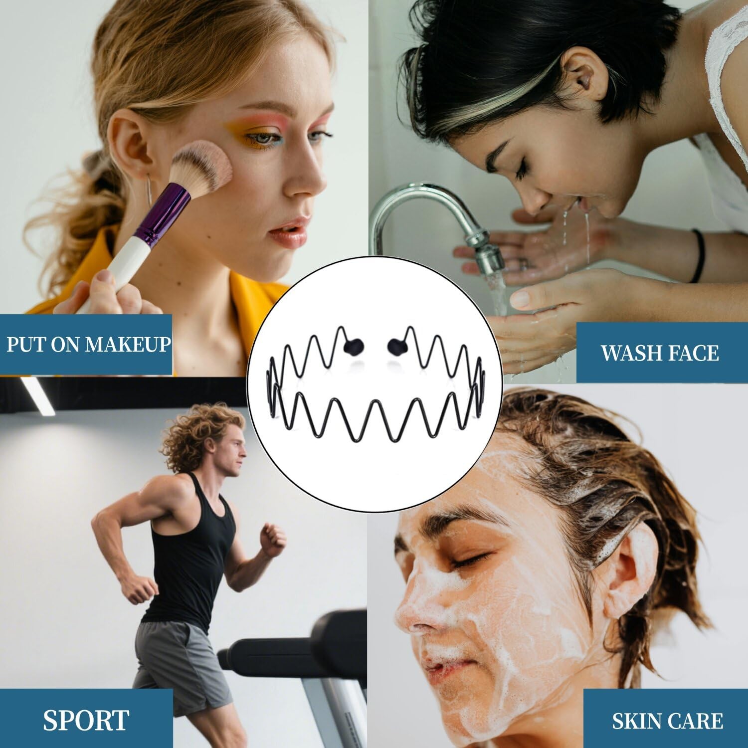 3PCS Metal headbands for Men Headband Women Wavy Hair bands Spring Hair Hoop …