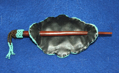 Fancy Beaded Barrette w/ Gemstone Center & Beaded stick closure 4×3.75″ #06