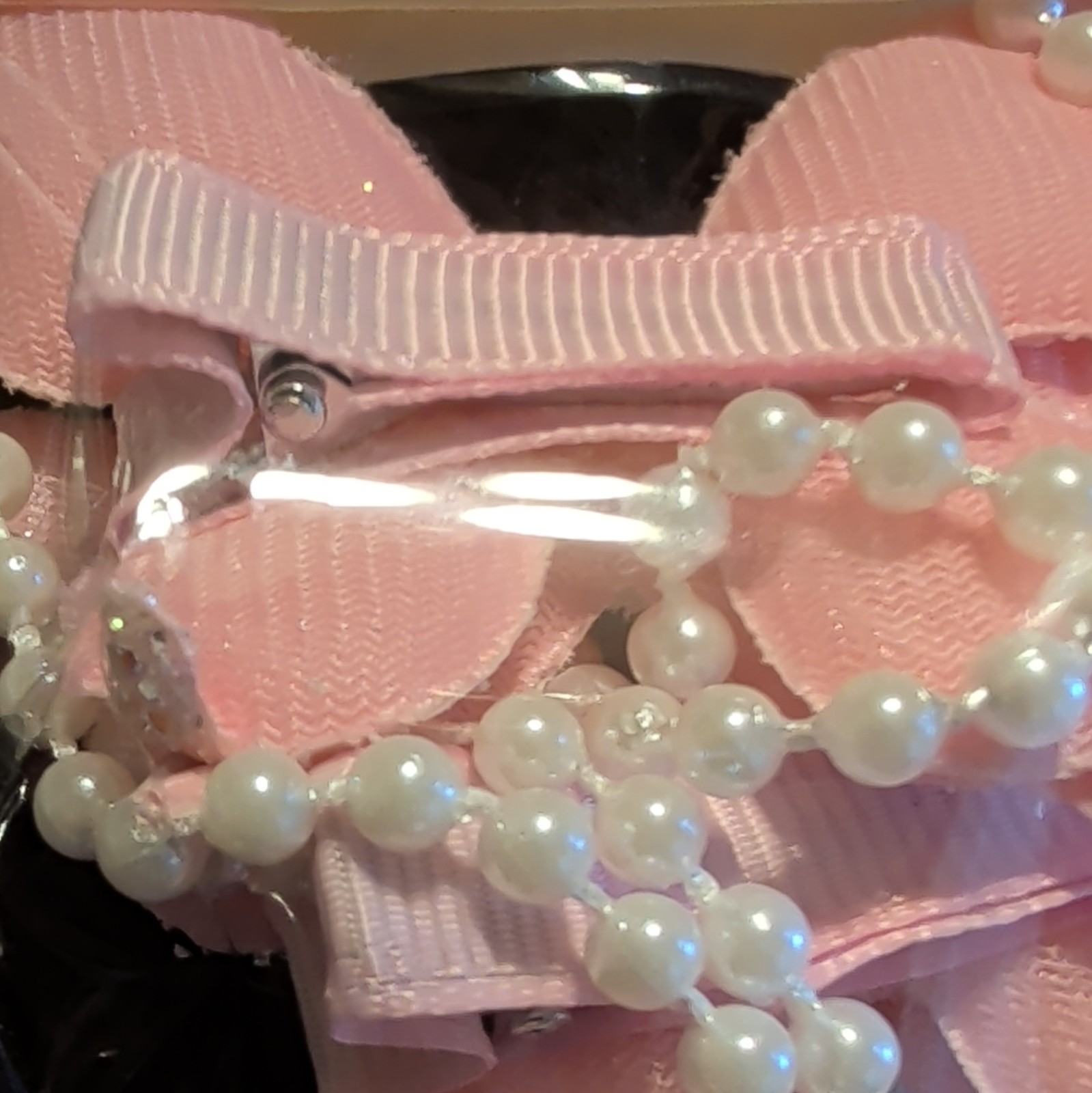 MENG KE AI Pink Butterfly Hair Clip Fabric Rhinestone Beaded Accents Solid