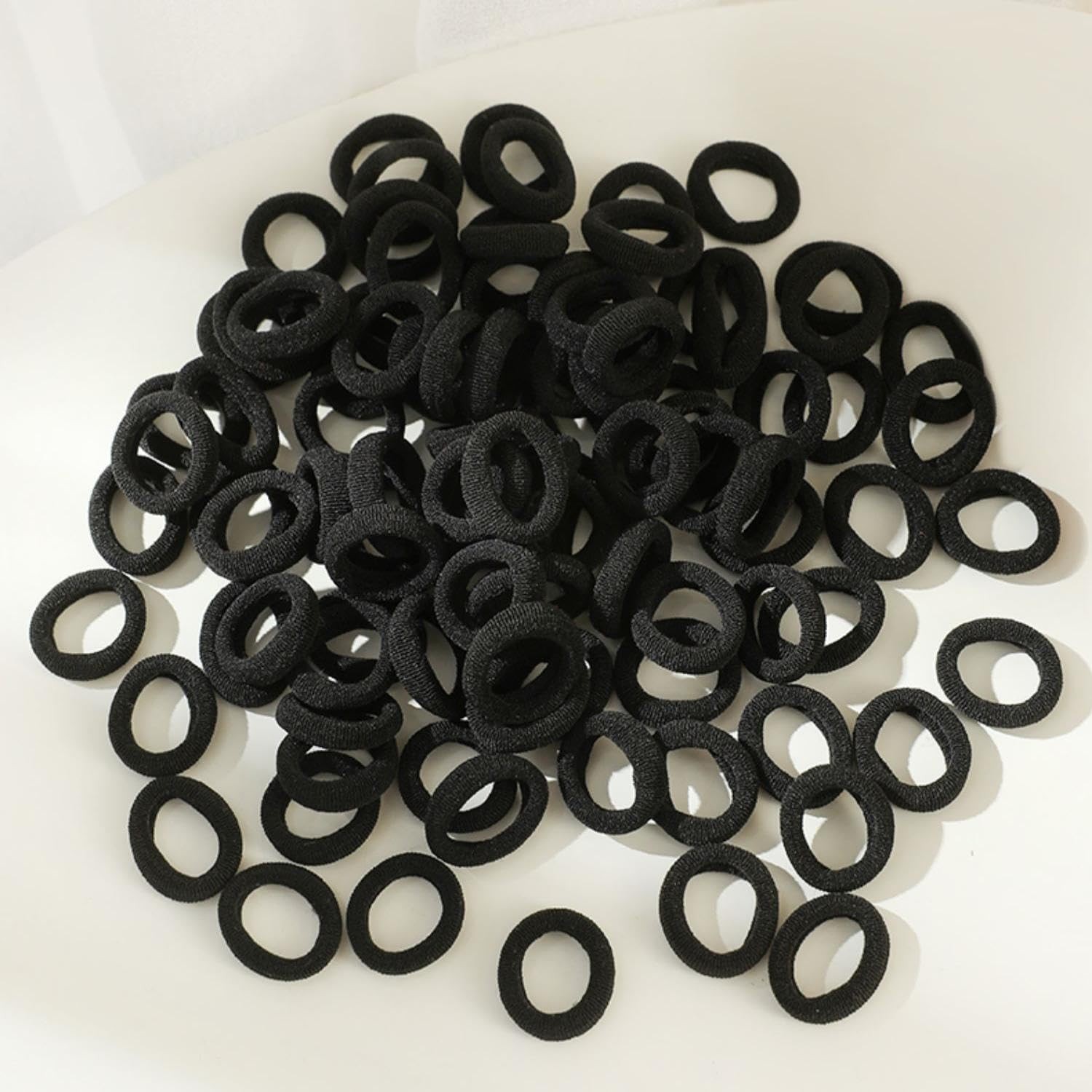 Baby Hair Ties 200 PCS Cotton Toddler Seamless Bands Ponytail Holders Black