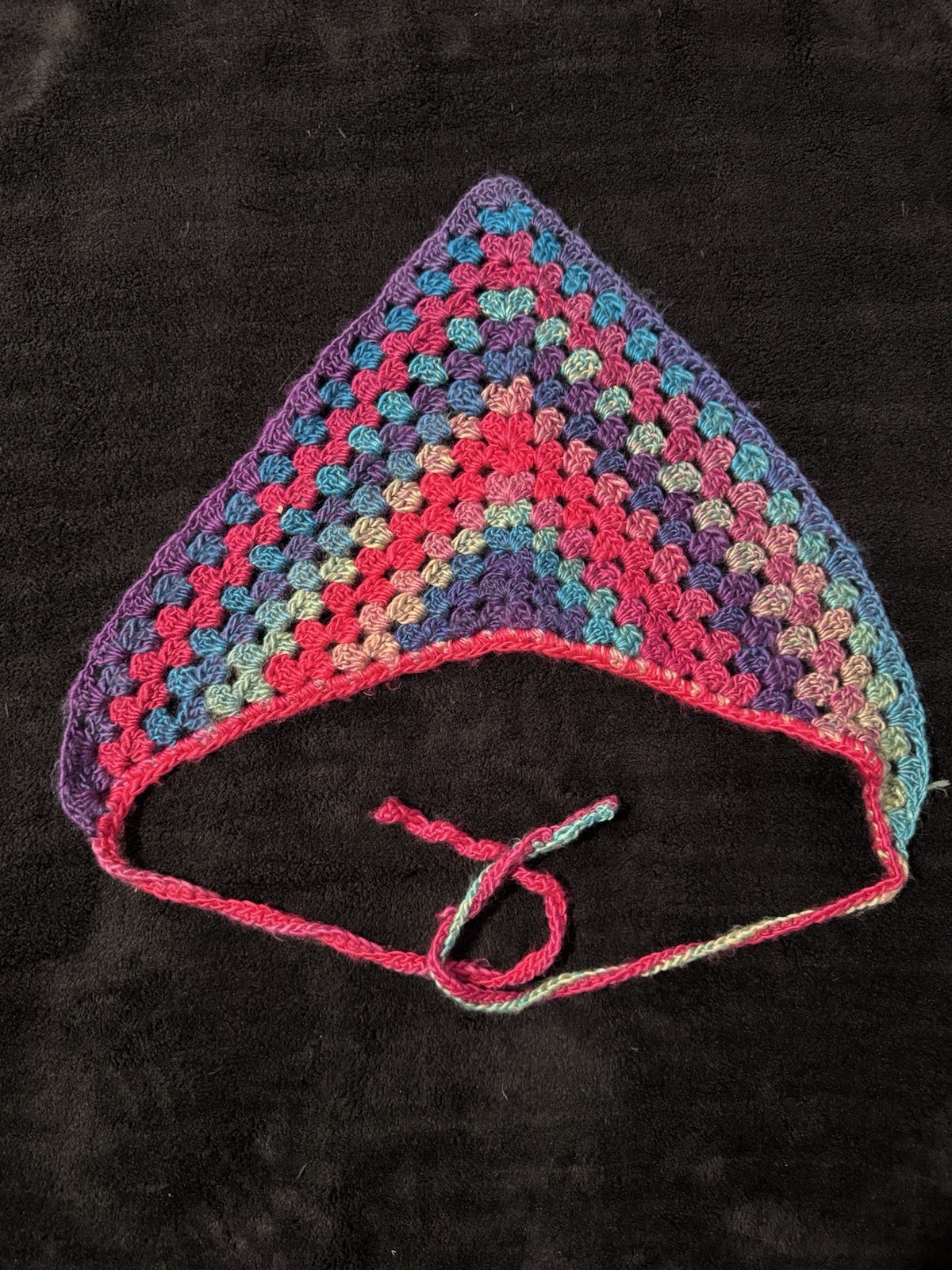Bohemian Crochet Multi-Color Purple Blue Pink Hair Scarf Hippie Festival