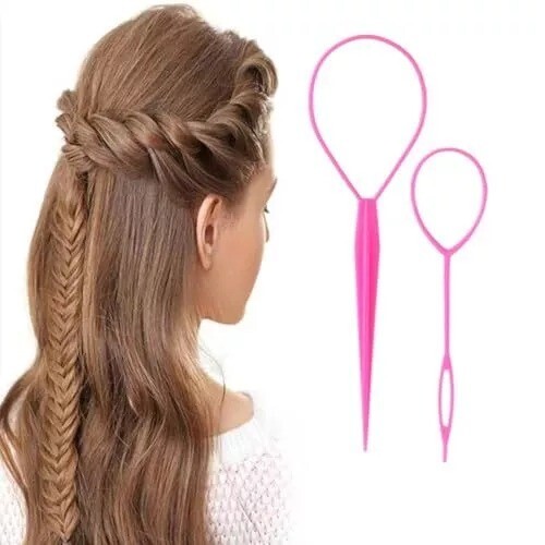 t6Pcs Topsy Tail Hair Tool Set Hair Loop Styling Hair Pull Through Ponytail M…