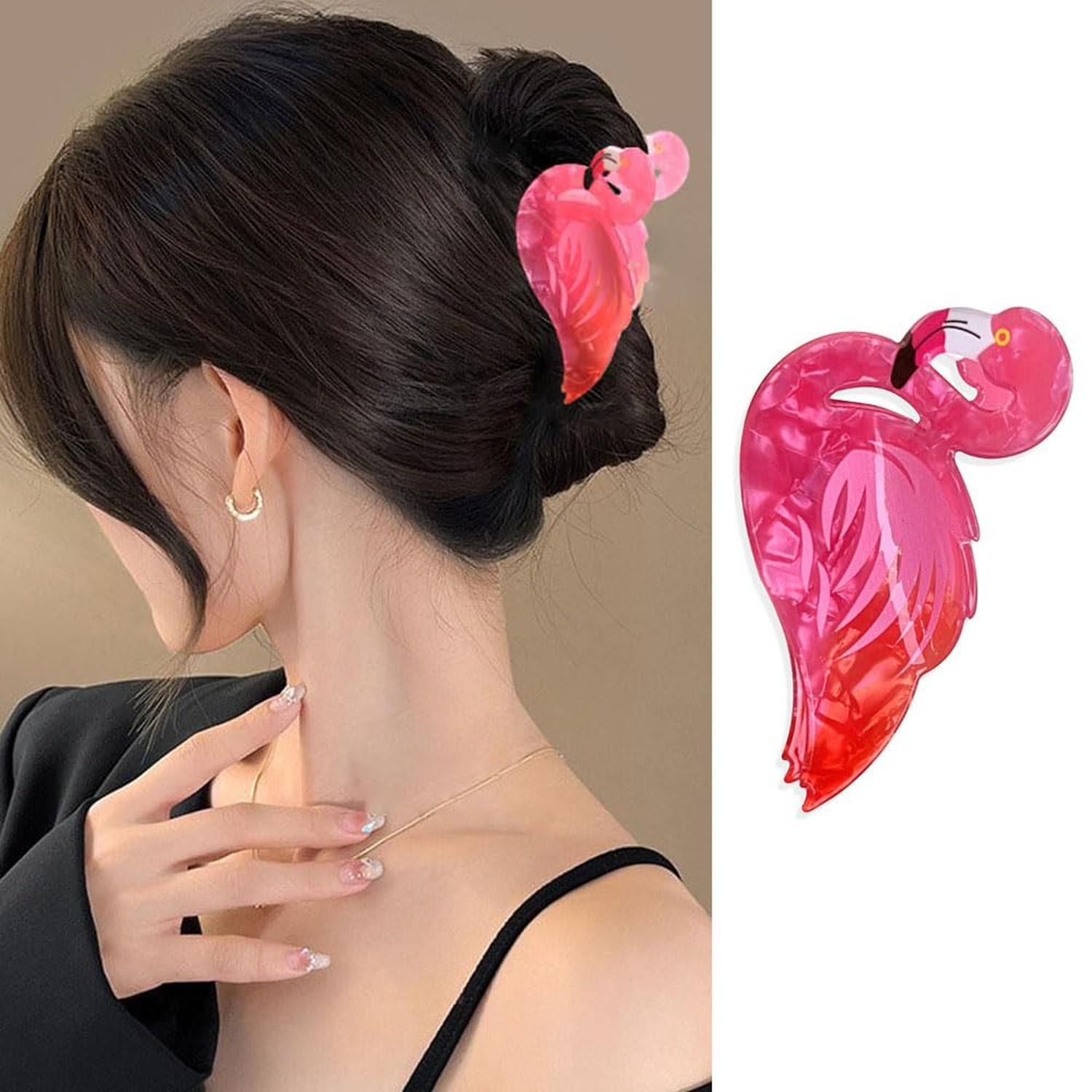 Flamingo Hair Clips Animal Hair Claw Clips Pink Flamingo Hair Barrette Summer…