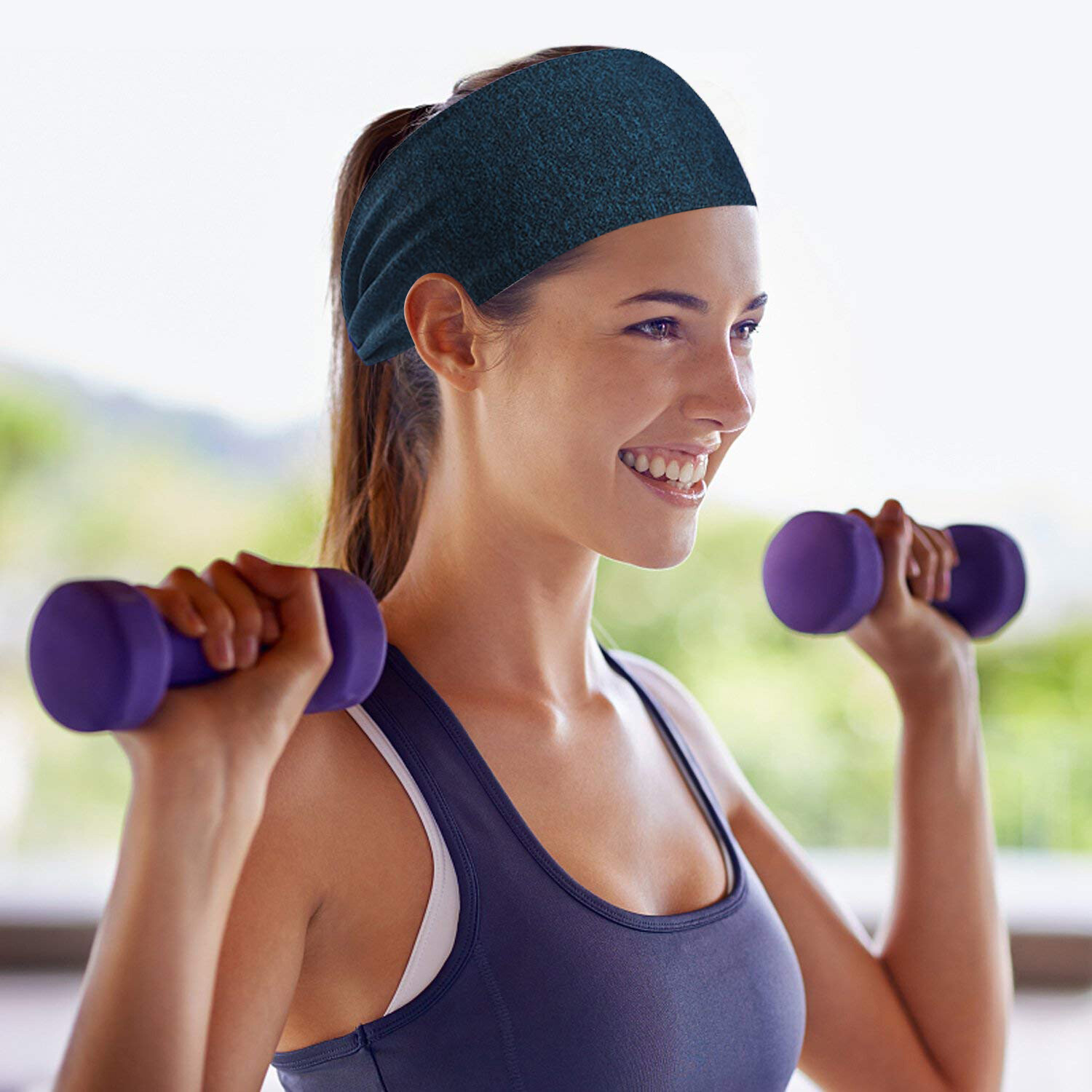 2PCS Unisex Sport Running Fitness Elastic Wicking Non Slip Athletic Headband