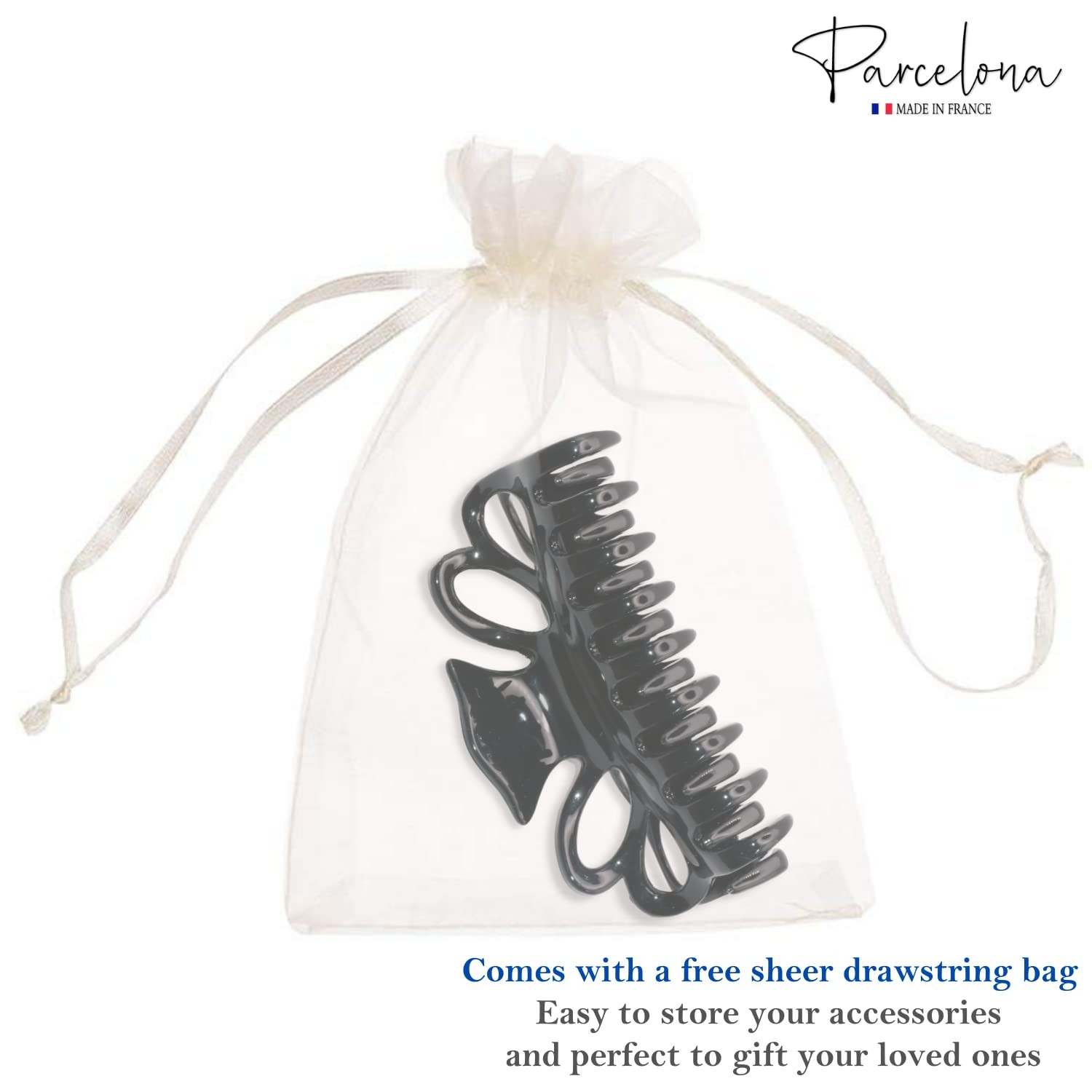 Parcelona French Double Loop Large Shell Claw Clip Clamp Clutcher 4.25 Inches